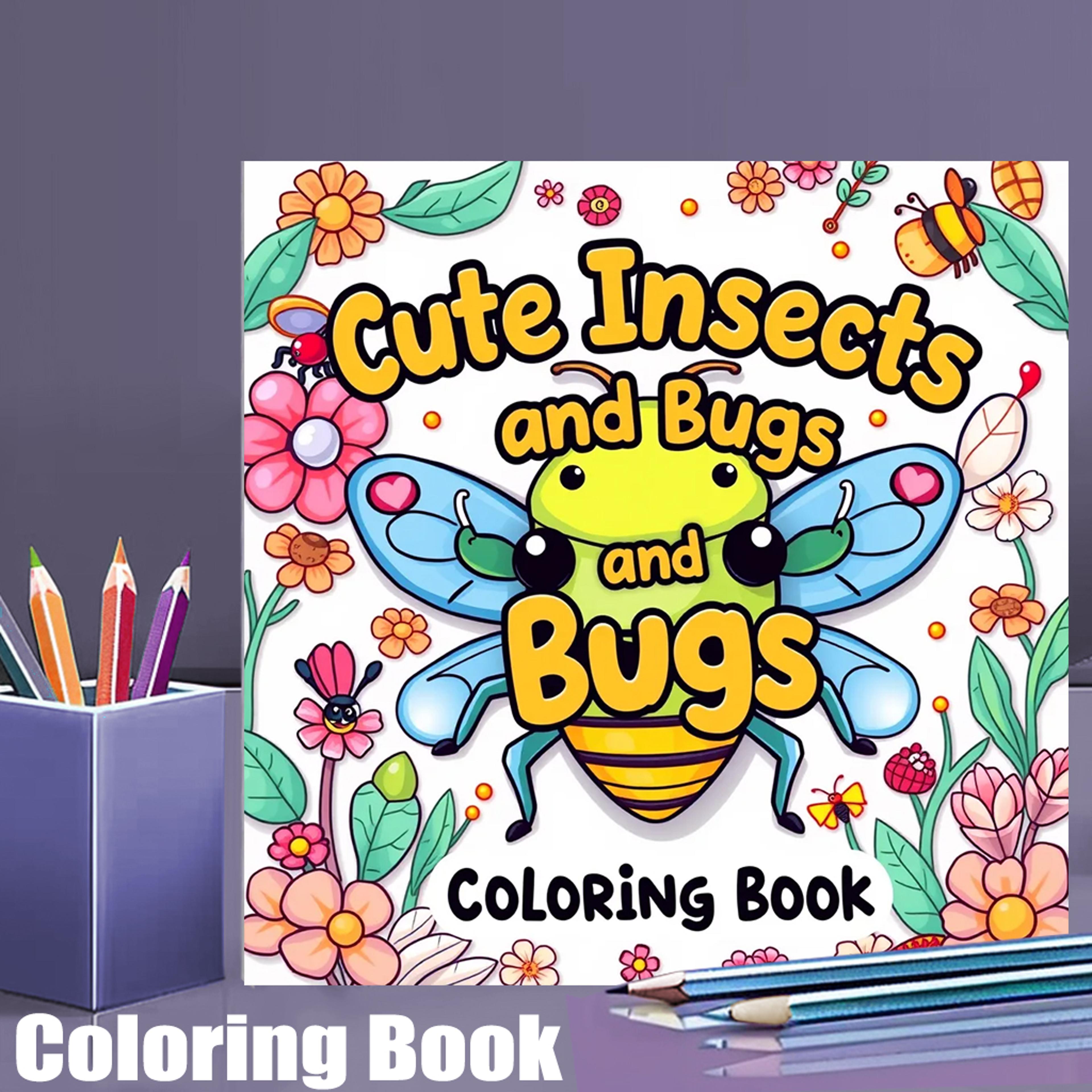 cute insects and bugs coloring book for adults, premium colouring book for stress relief, unique drawing supplies