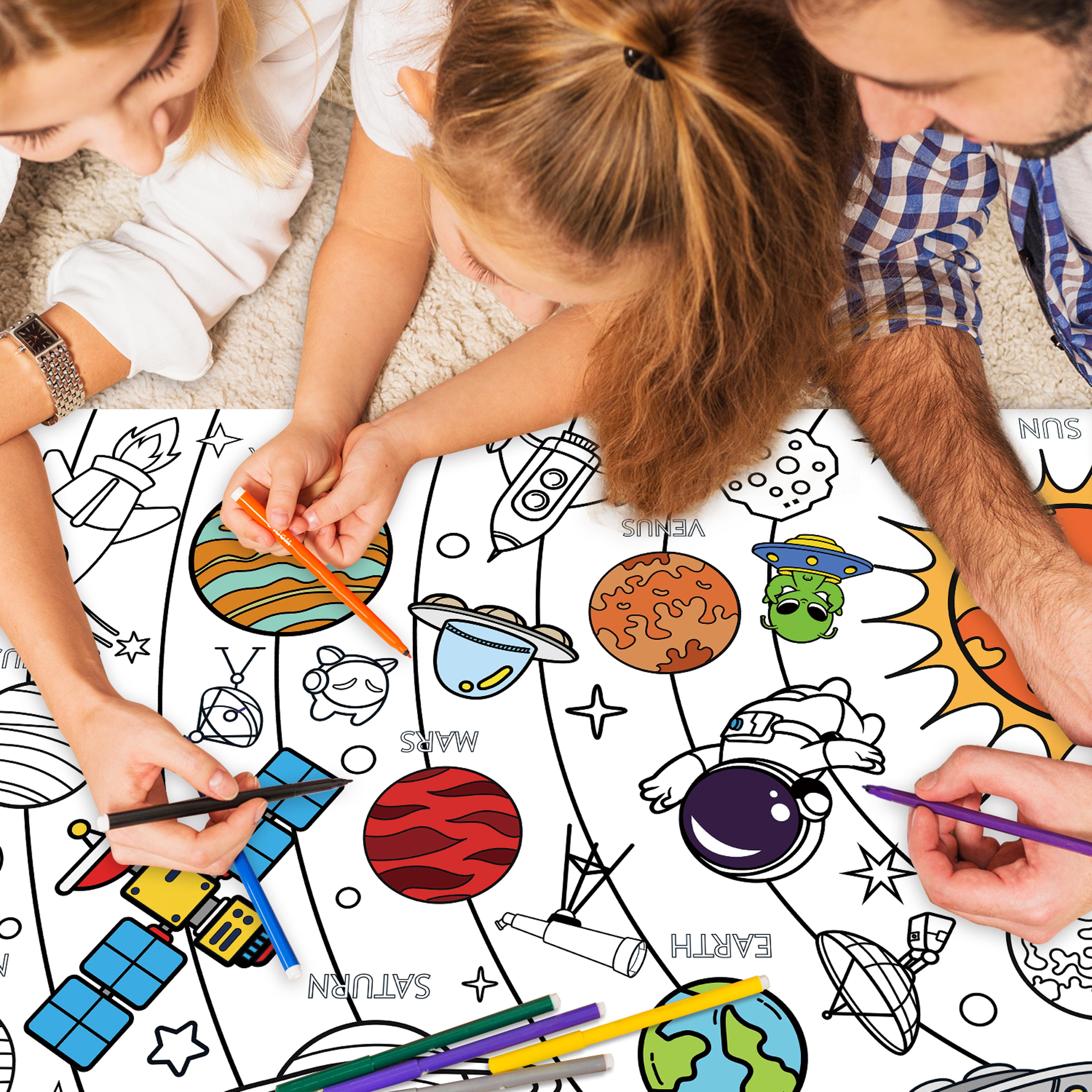 big children drawing paper, diy space sticky coloring paper, large coloring tablecloth for kids