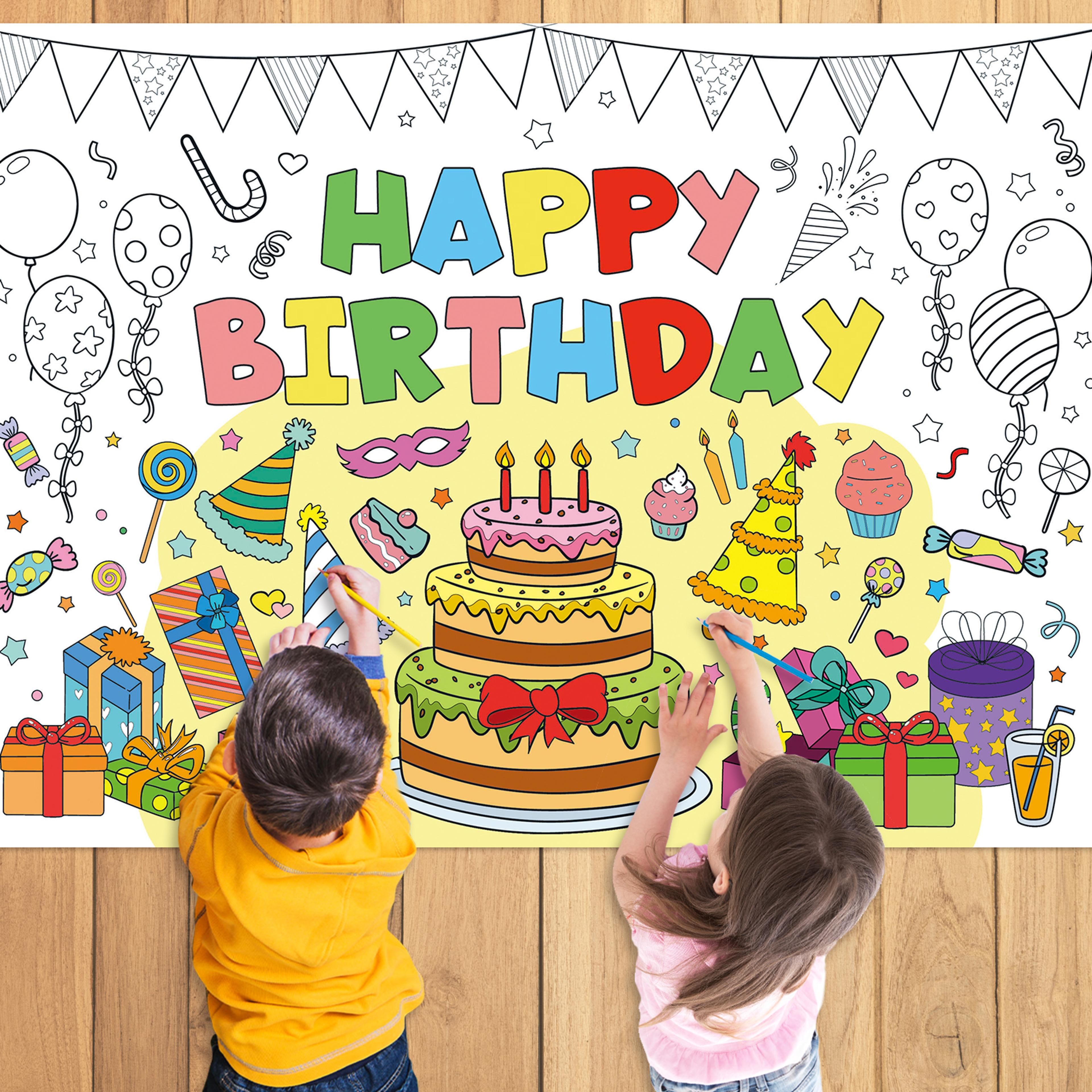 space birthday party supplies, coloring tablecloth for kids, birthday coloring poster, drawing books for boys and girls