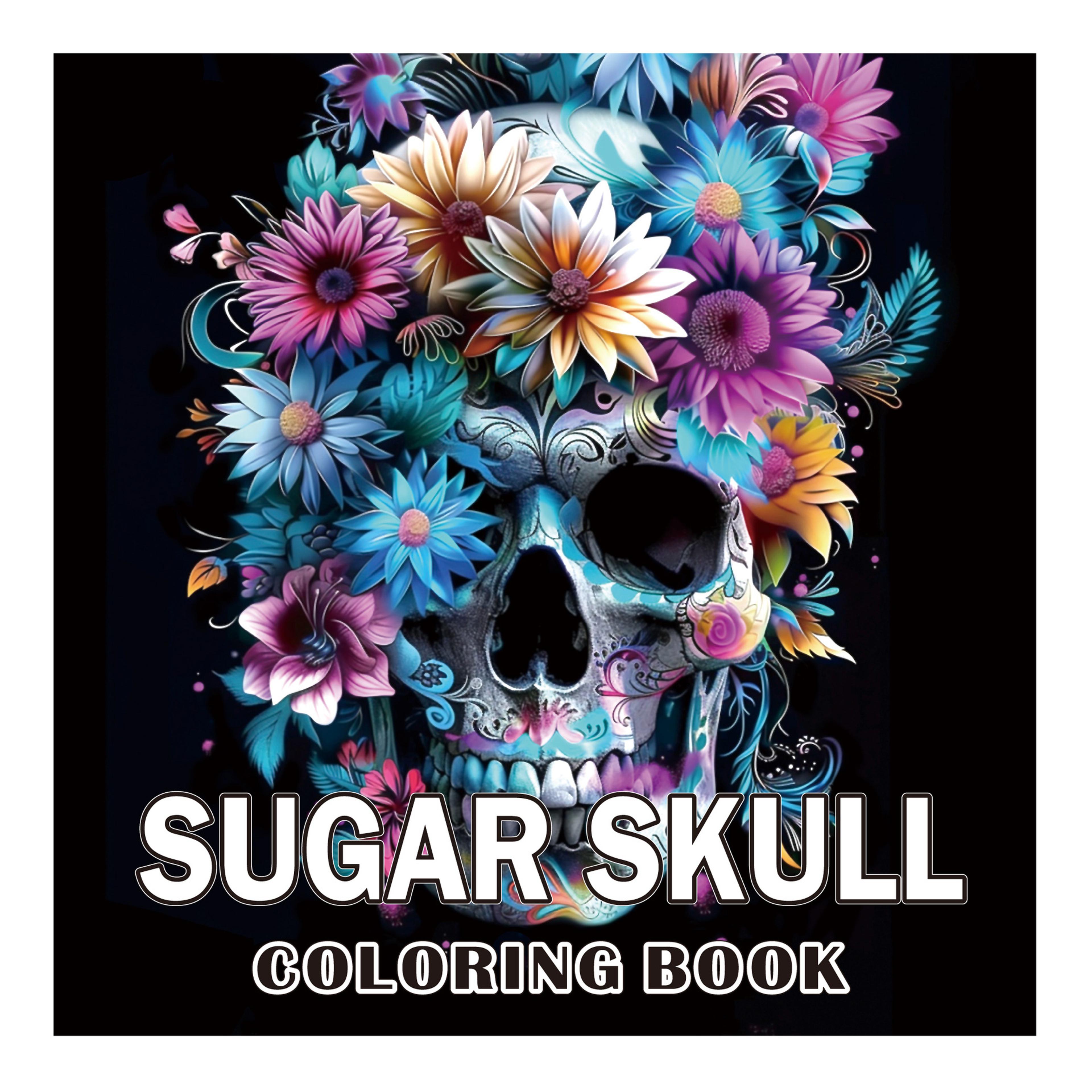 art skull adult coloring book, gothic doodle art for stress relief
