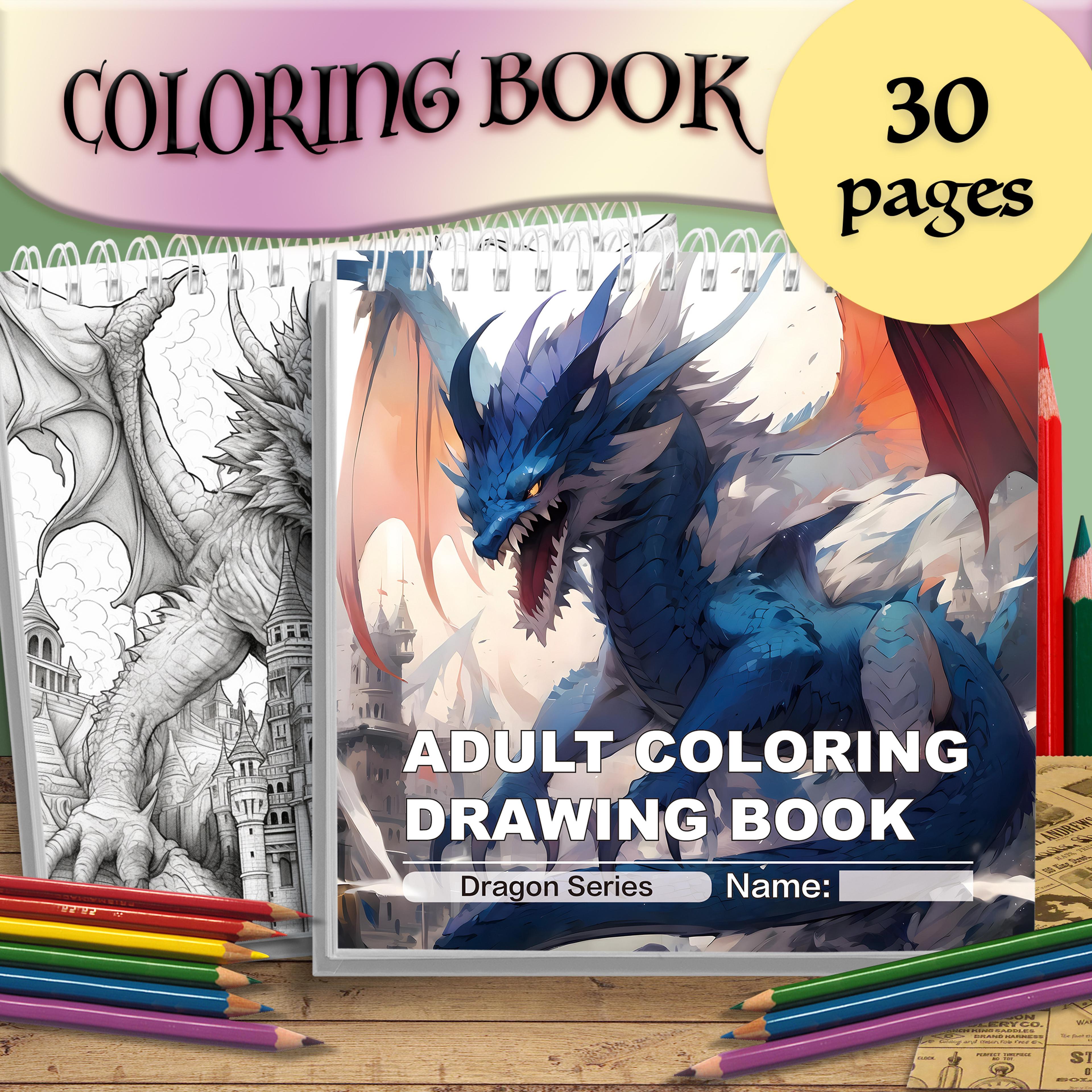 mythical creatures coloring book for adults, featuring dragons, an ideal gift for stress relief