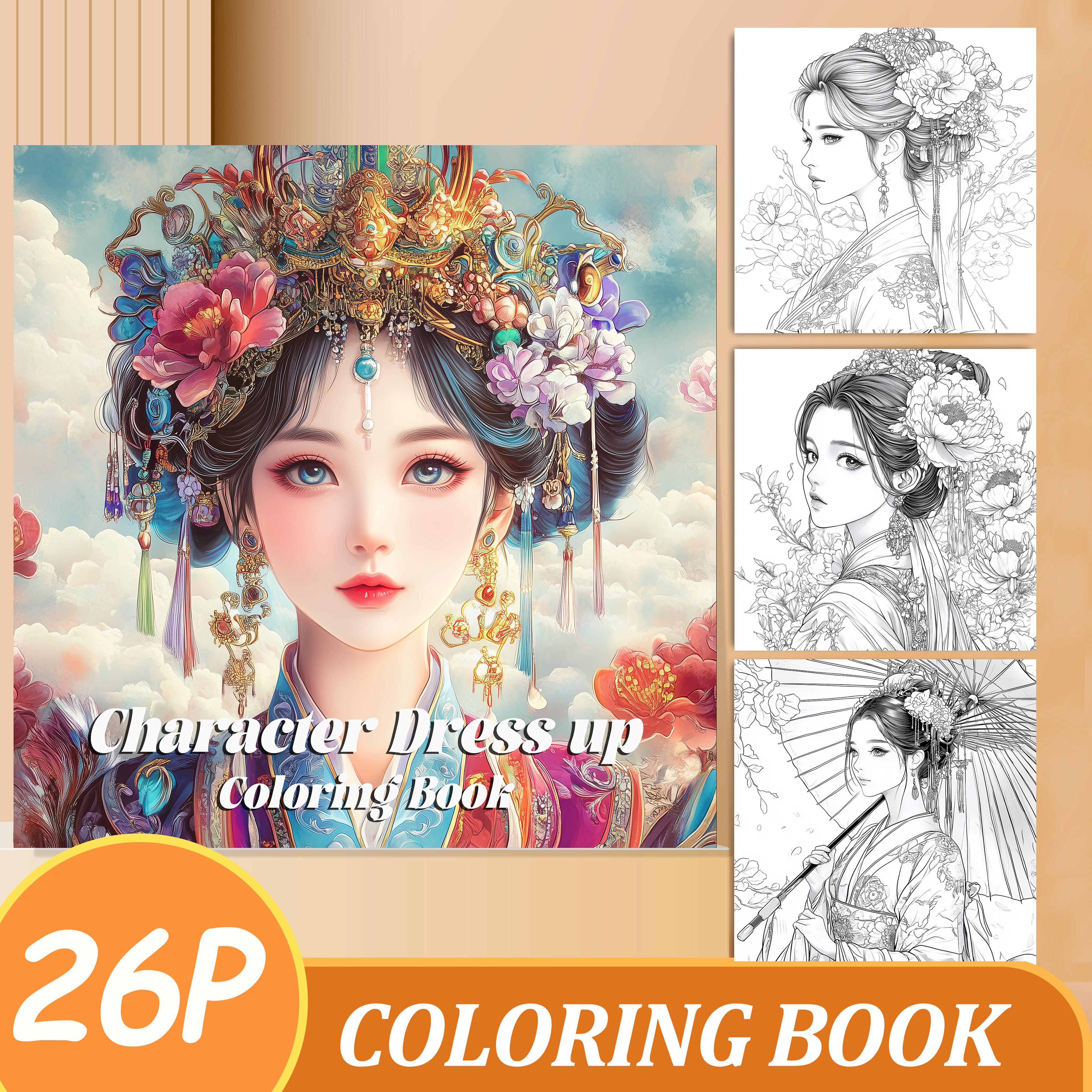 creative gift for girls, character dress up coloring book, children graffiti painting art activity