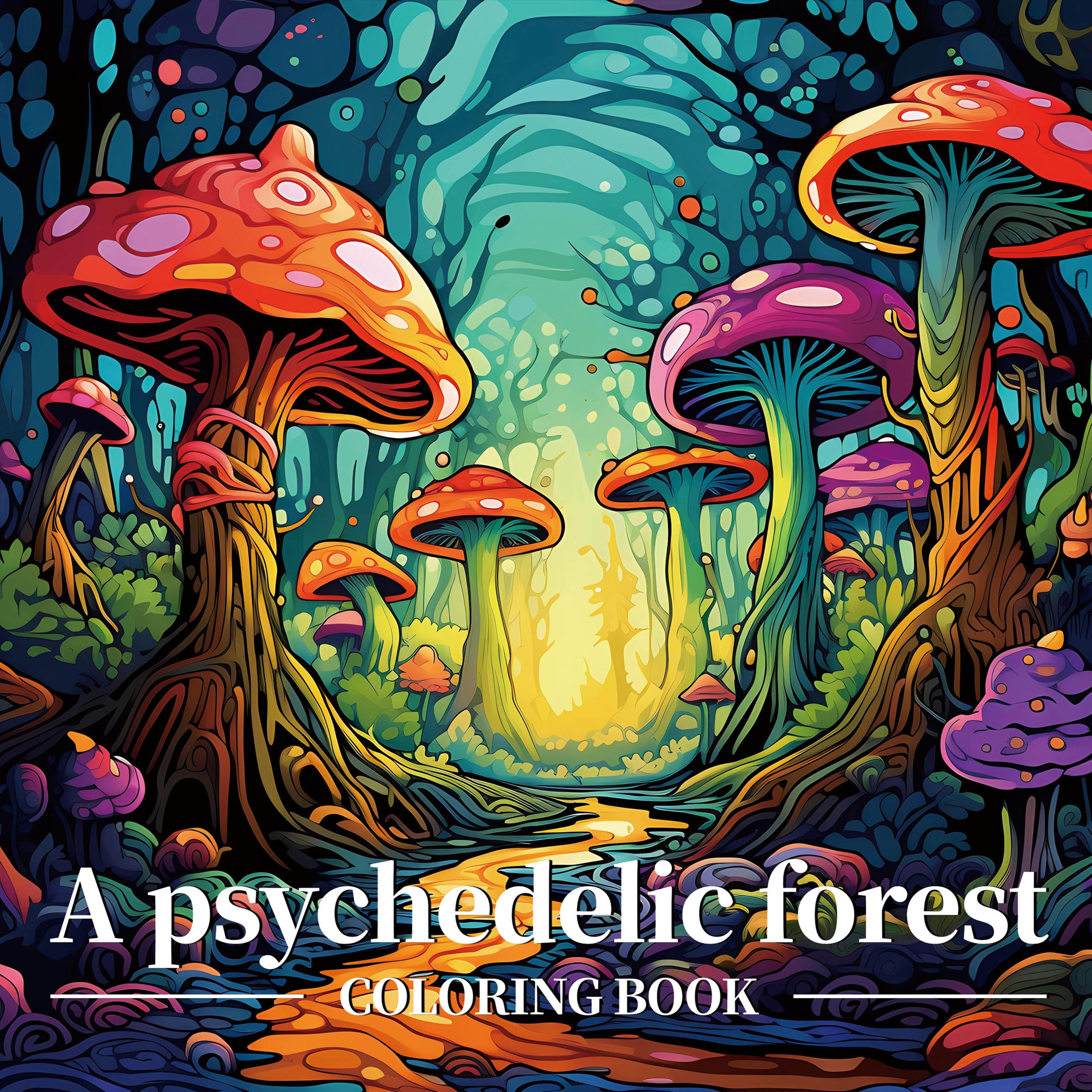 psychedelic forest coloring book for adults, teens, cute drawing book, perfect gift for party and birthday