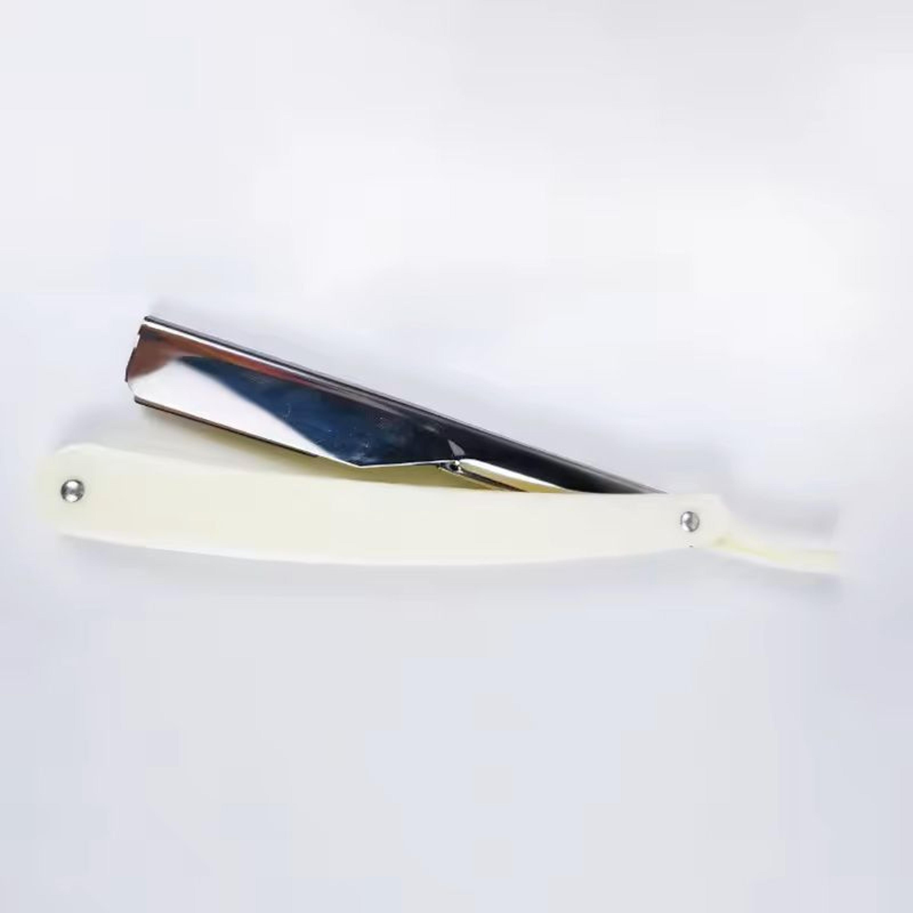 stainless steel straight razor for men with safety beard shaver and 10-pack blades