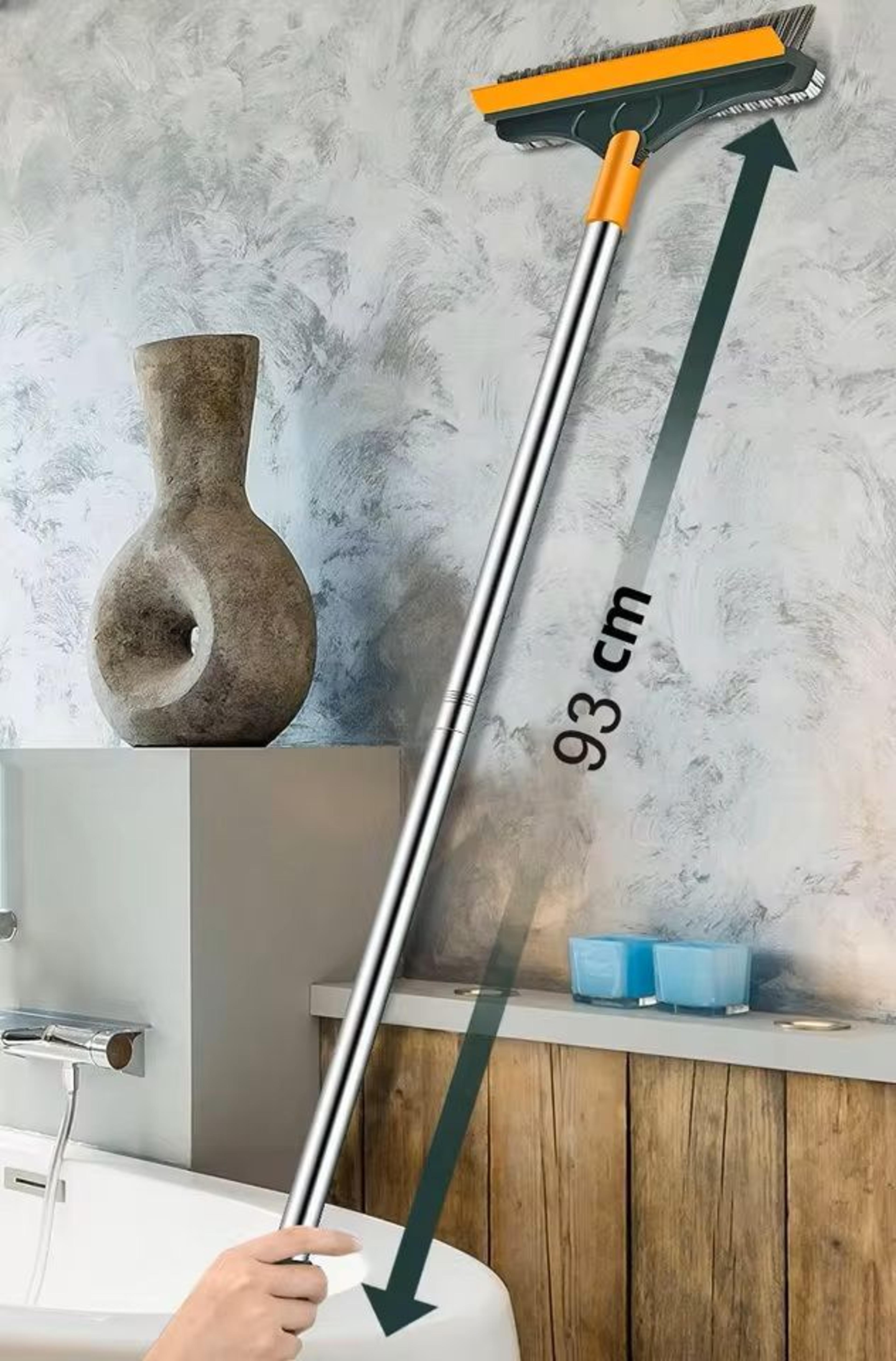 3-in-1 long handle rotating cleaning brush for bathroom, floor & crevices