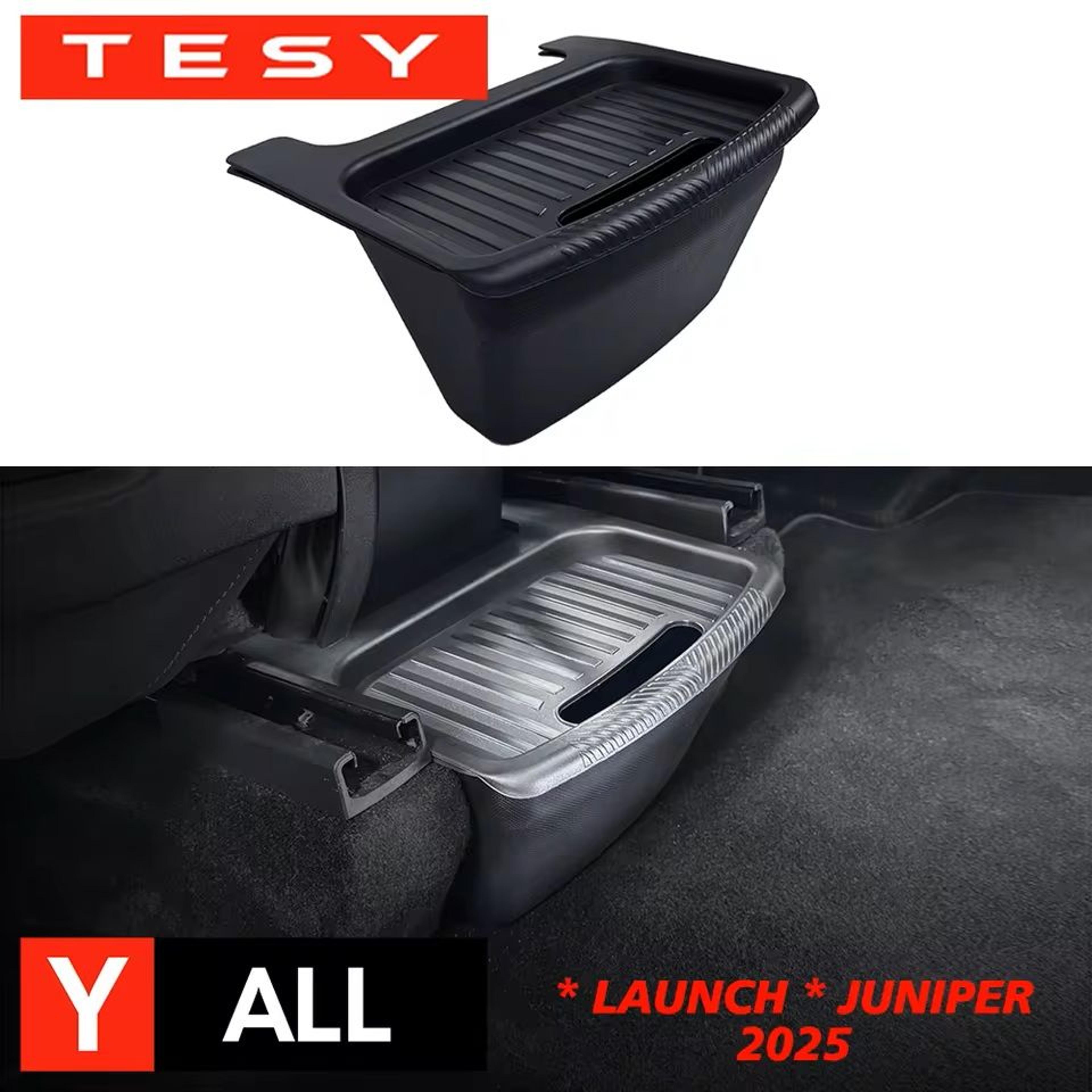 maxorganize rear seat storage box for tesla model y (2020–2025 juniper)