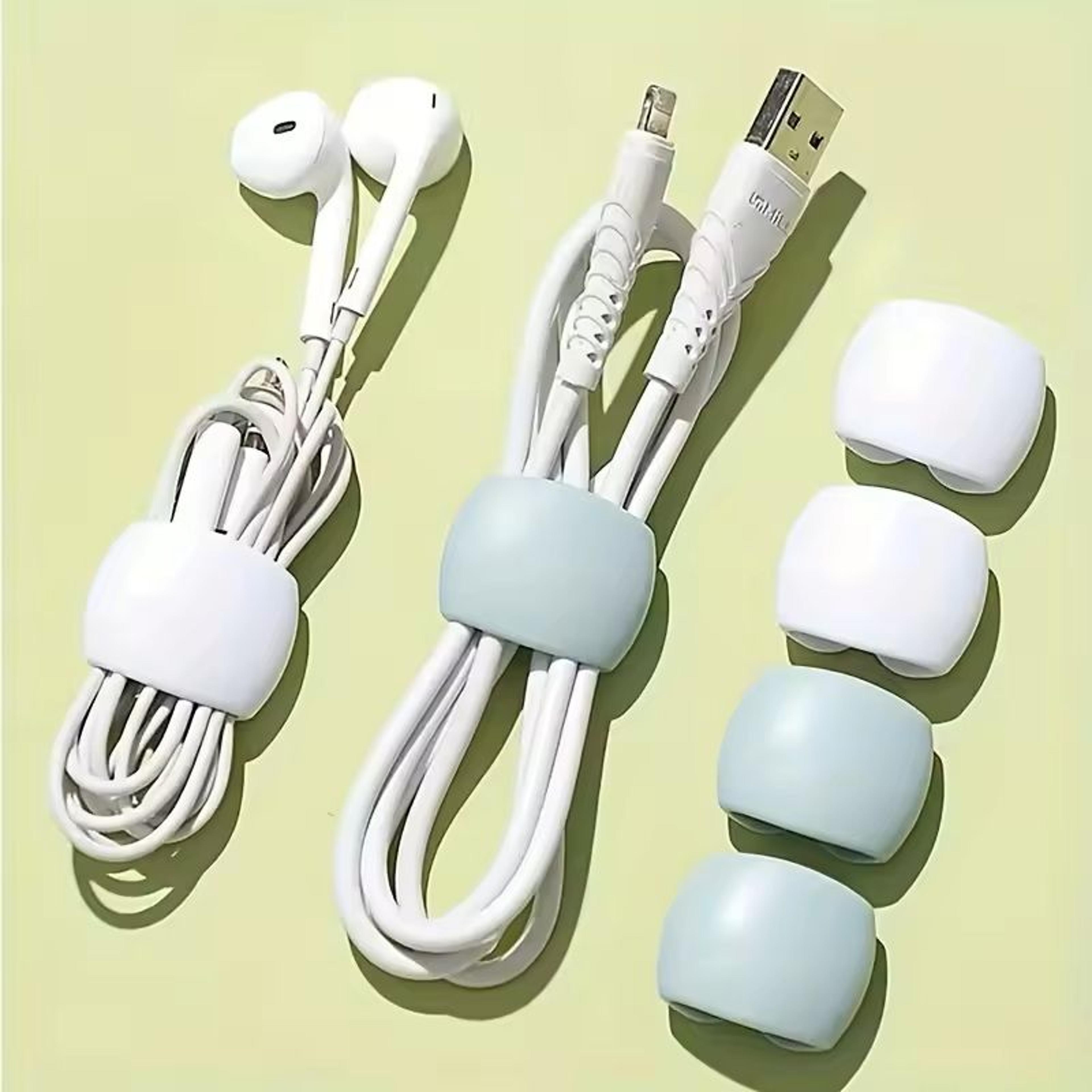 6-pack silicone cable organizers – multi-use cord wraps for earphones & charging cables