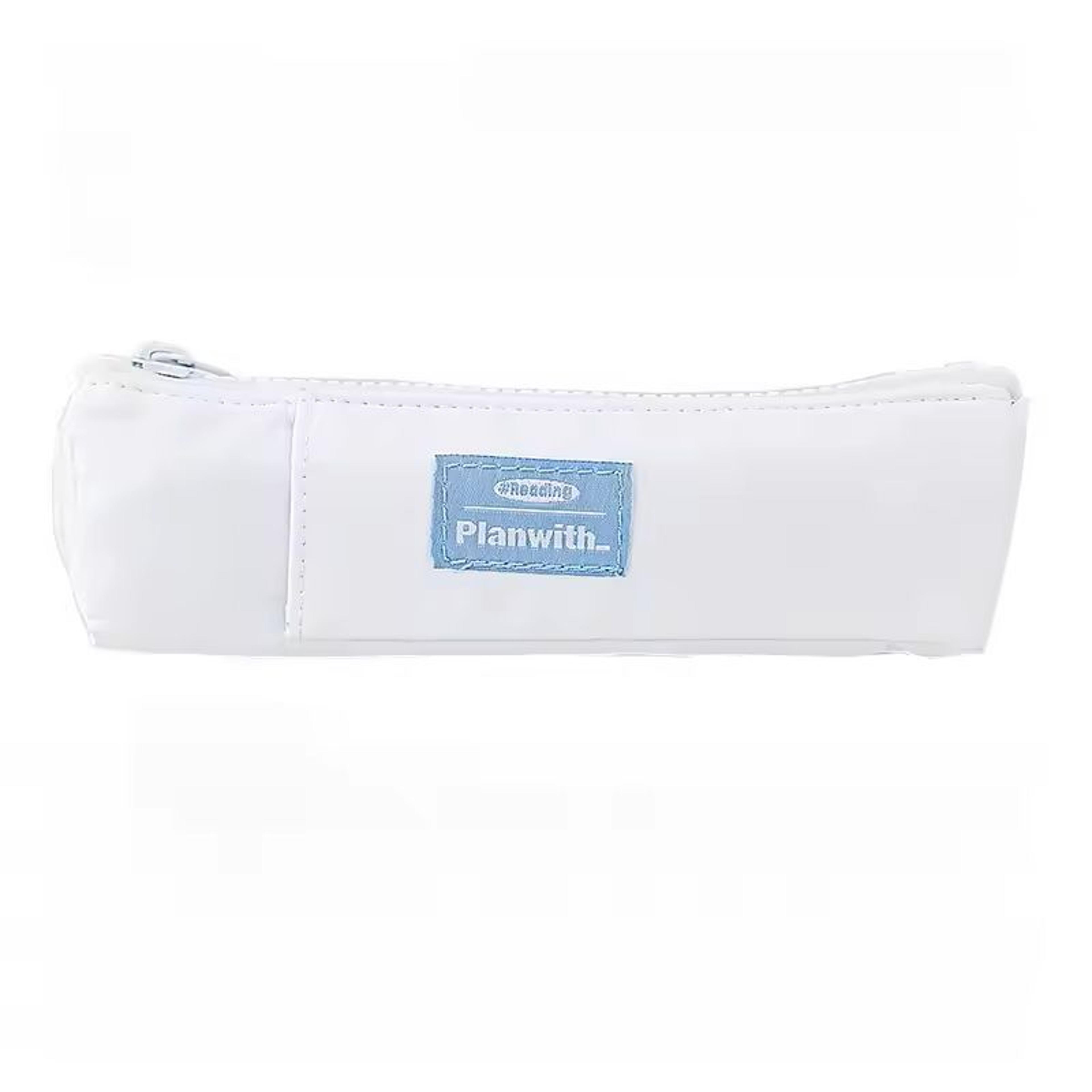 slim canvas notebook pencil holder – zippered pen pouch with adjustable elastic band