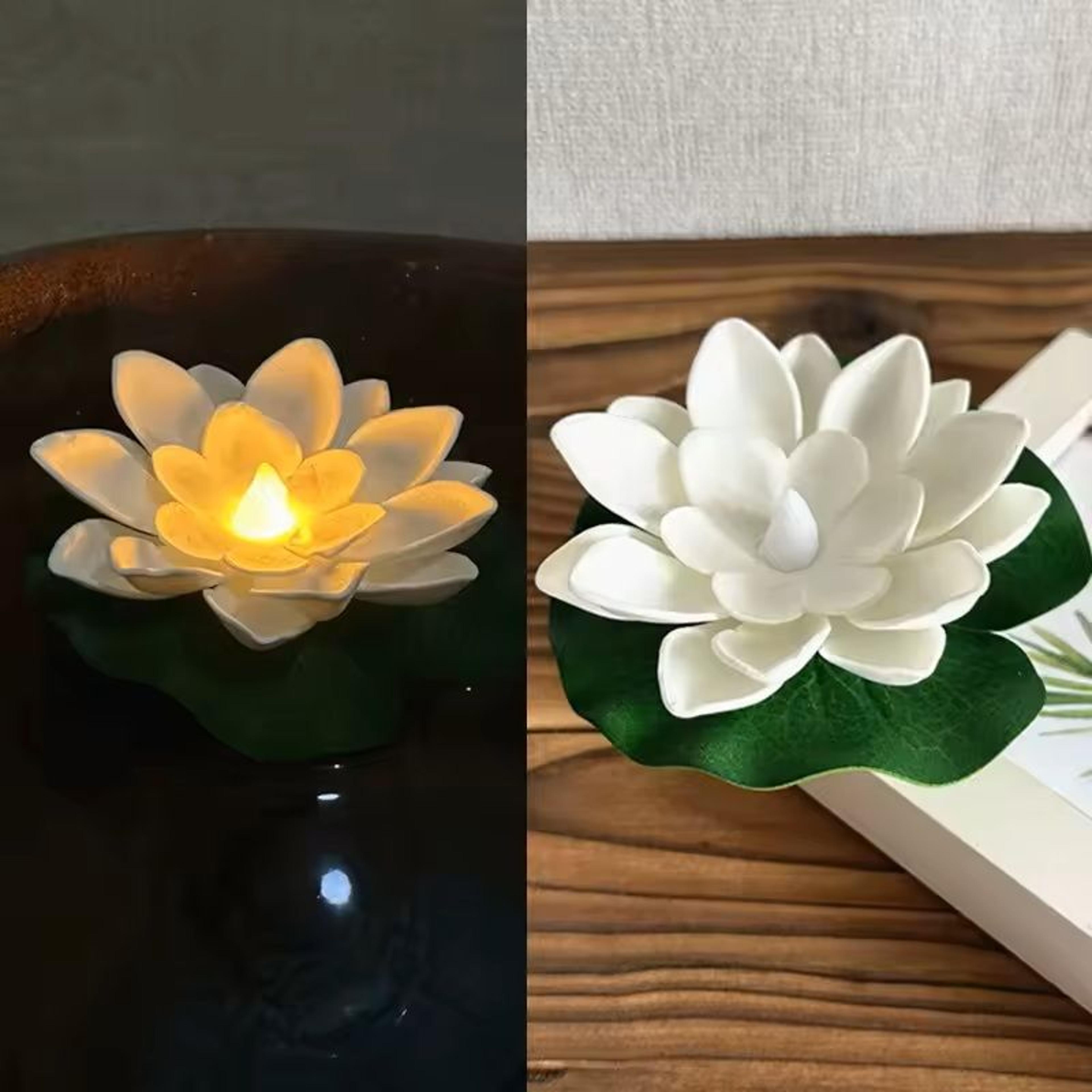 led lotus floating night lamp water sensor flower light for garden ponds, tanks & festive party decor