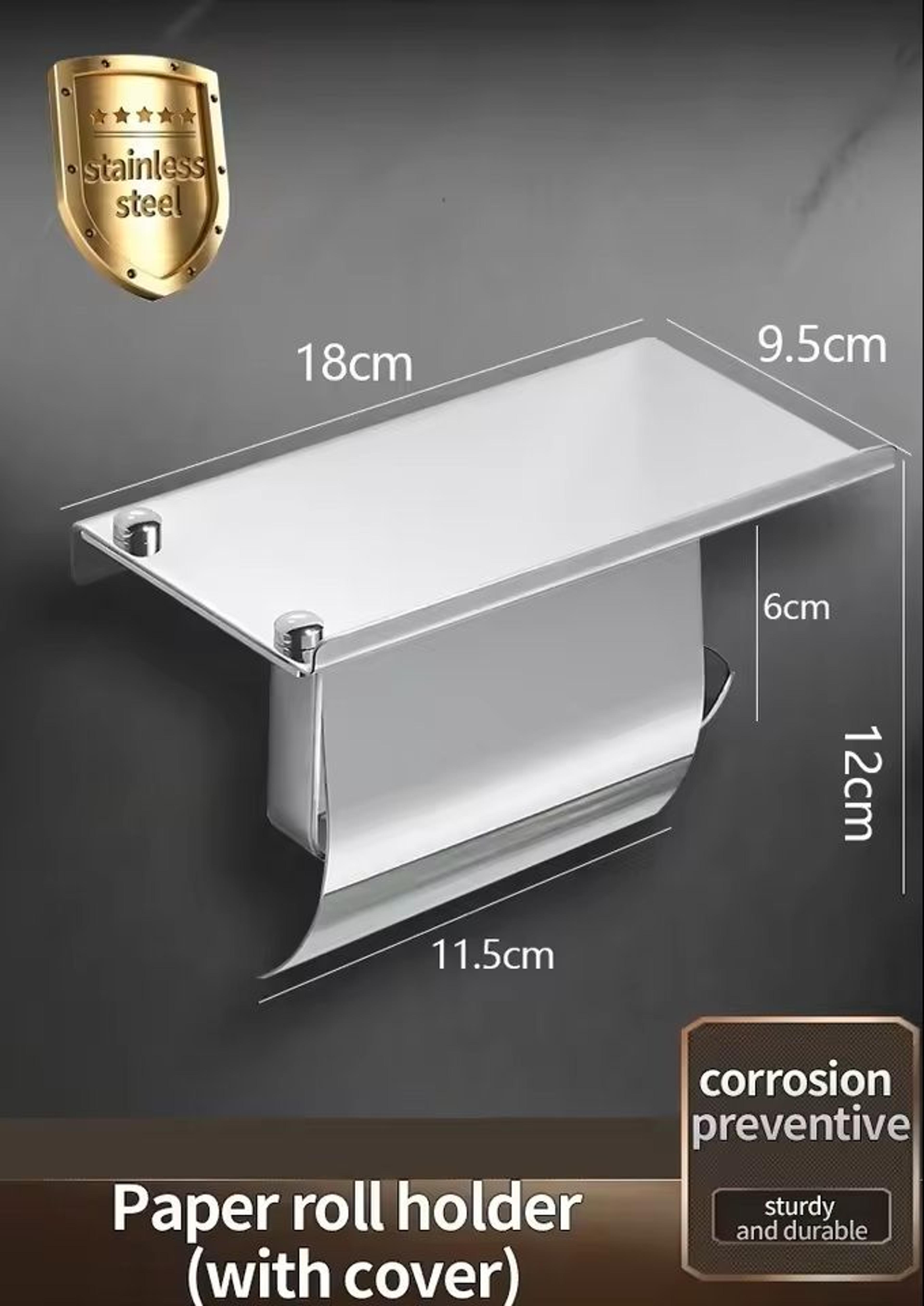 stainless steel wall-mounted paper towel & bathroom roll holder