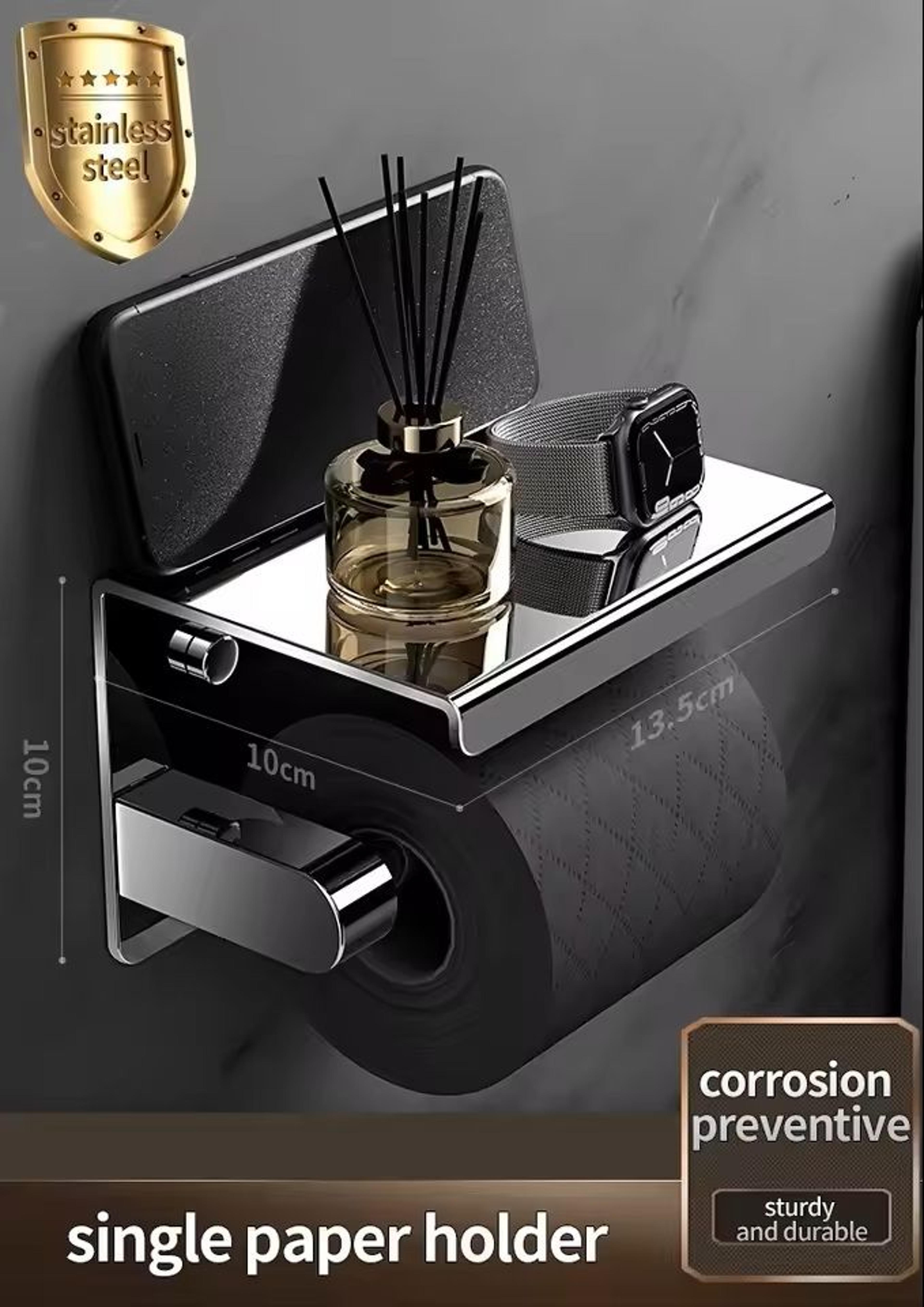 stainless steel 304 wall-mounted toilet paper holder waterproof bathroom tissue box & roll dispenser