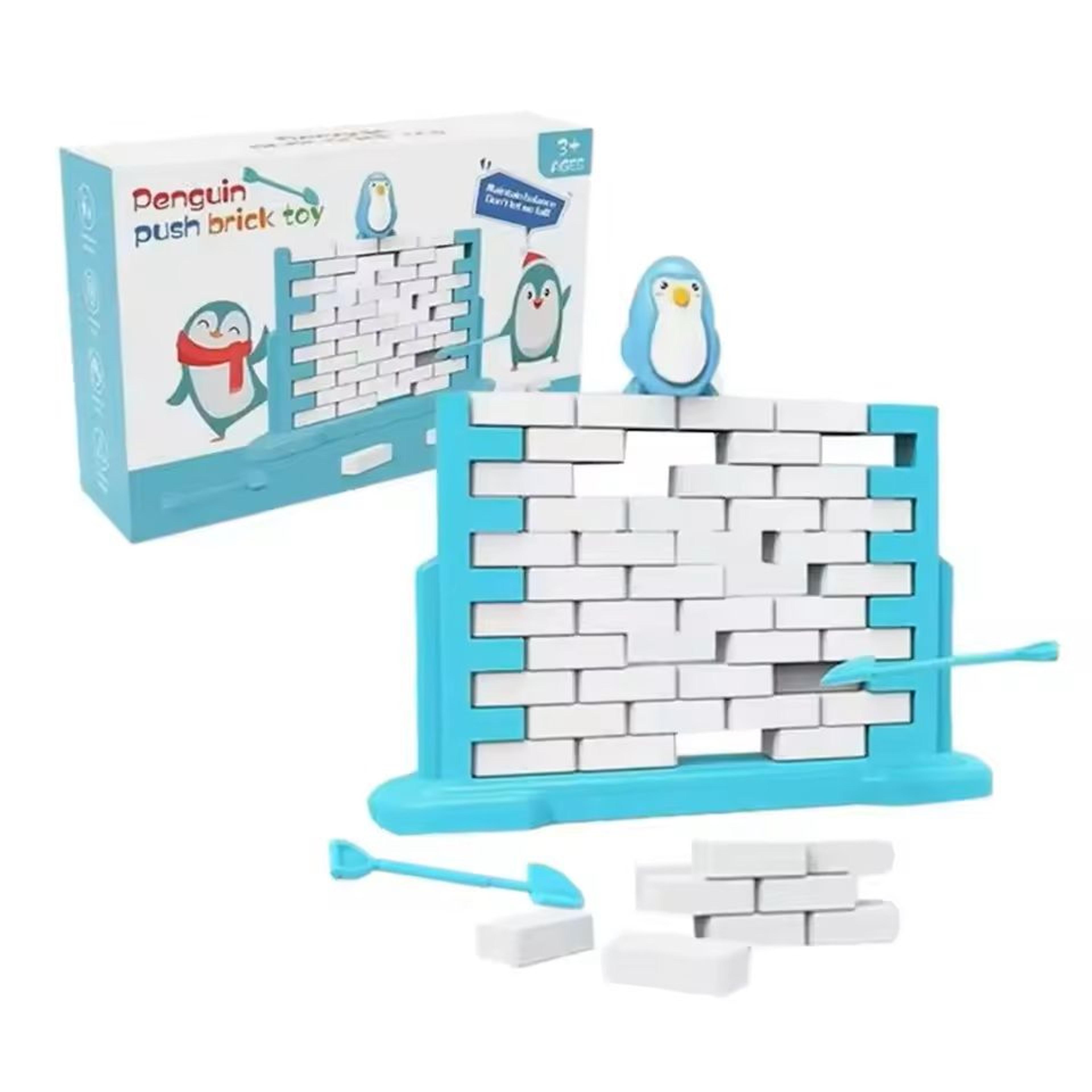 penguin wall-building board game two-player interactive wall toy for kids