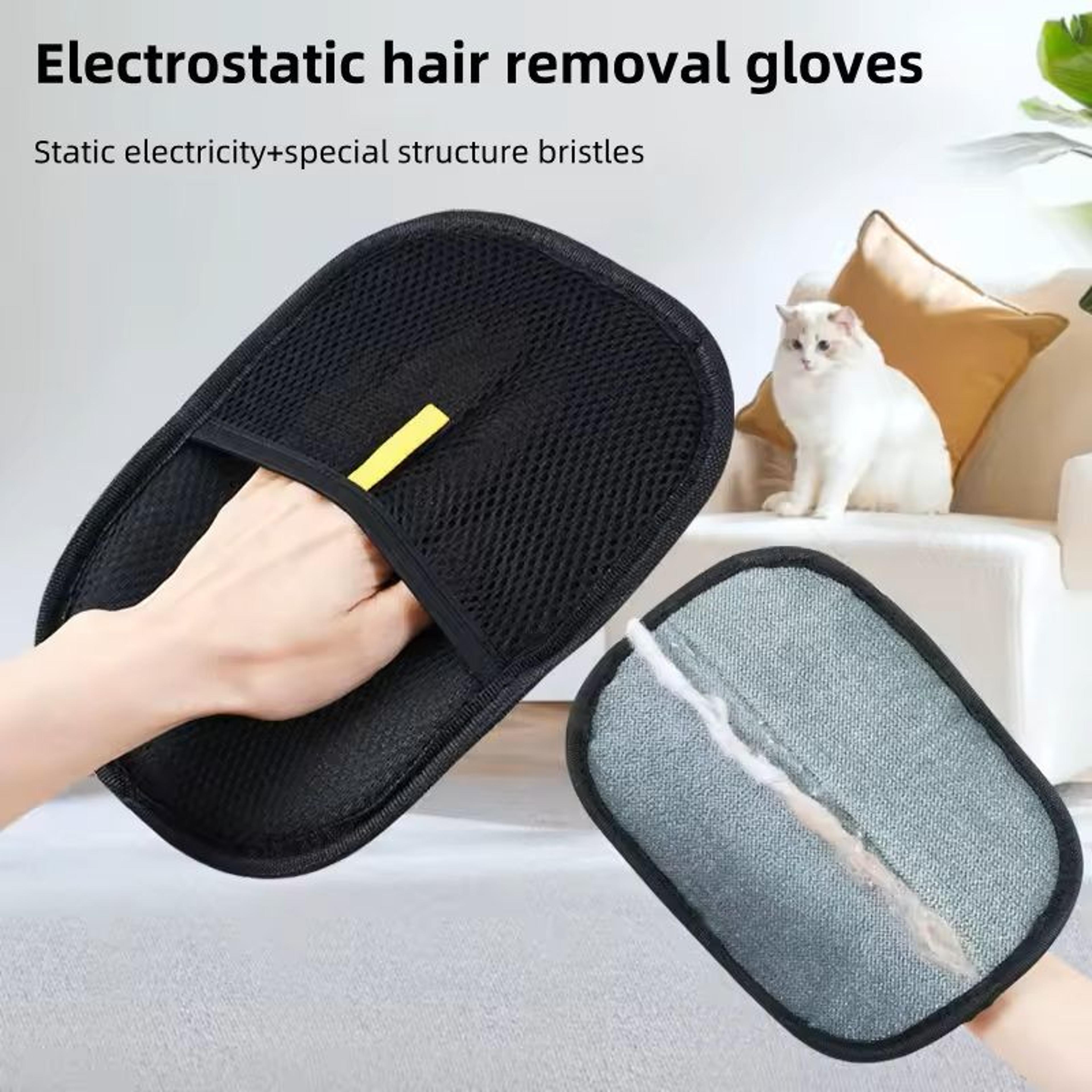 pet grooming hair remover gloves static dedusting brush for removing dog & cat hair from sofa, carpet, clothes (1-2 pc