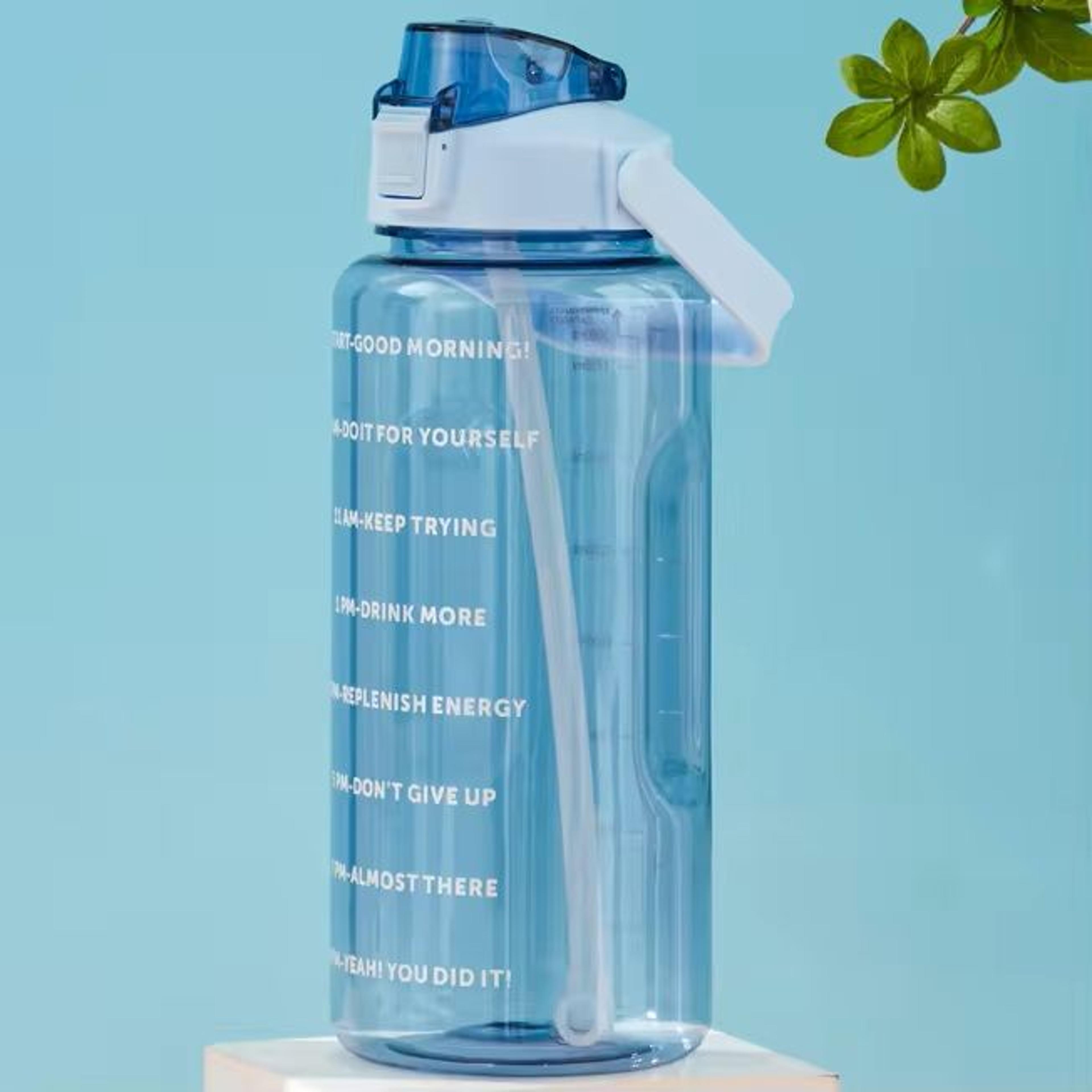 2 l water bottle with built-in straw & time marker large capacity hydration bottle for sports & fitness