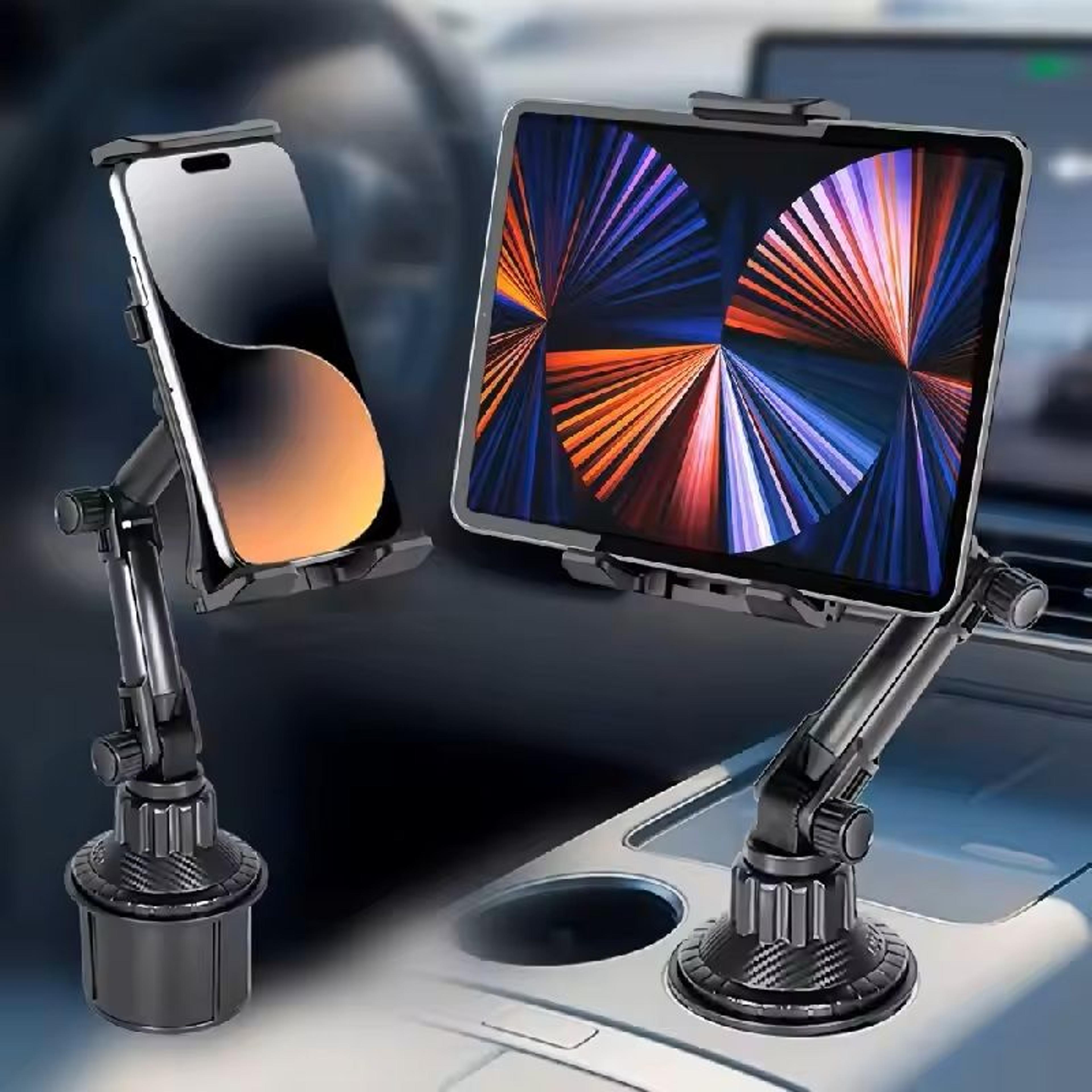 universal car cup/tablet stand adjustable phone, tablet & drink holder for cars (fits ipad, phone, bottles)