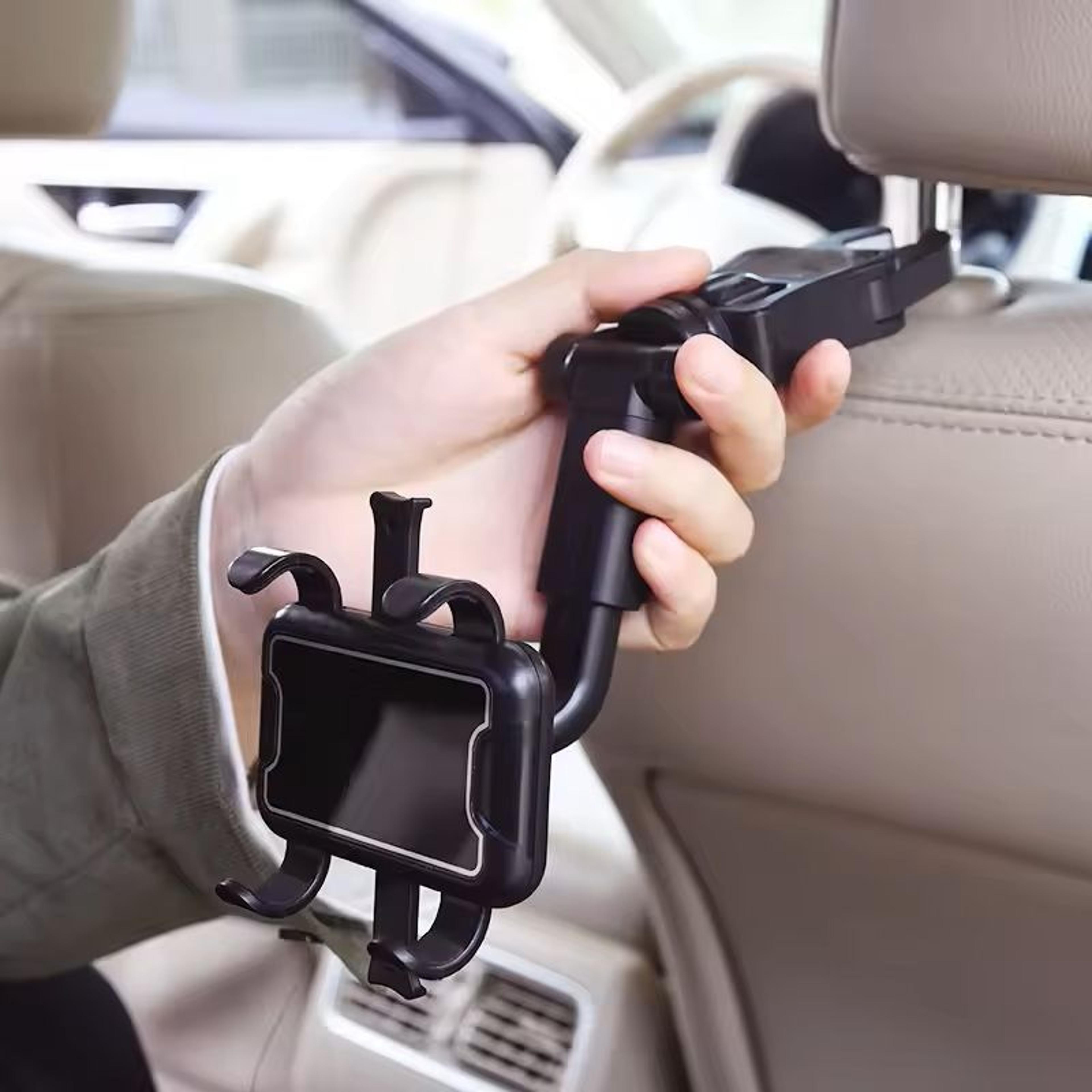 360 degrees car phone clip mount flexible rearview mirror mobile holder for iphone & android