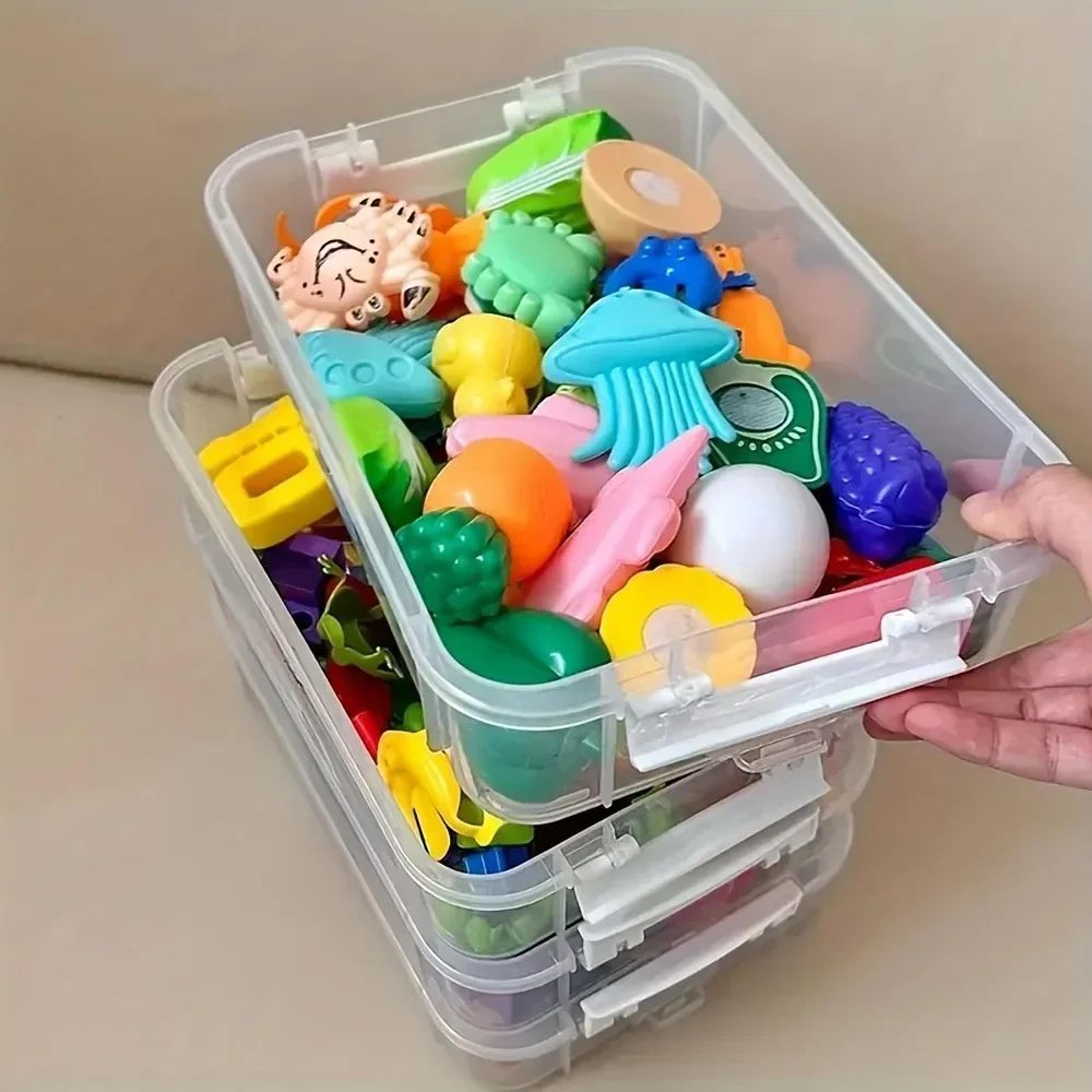 transparent building blocks storage box – stackable, moisture-proof grid drawer organizer for toys, crafts & small parts
