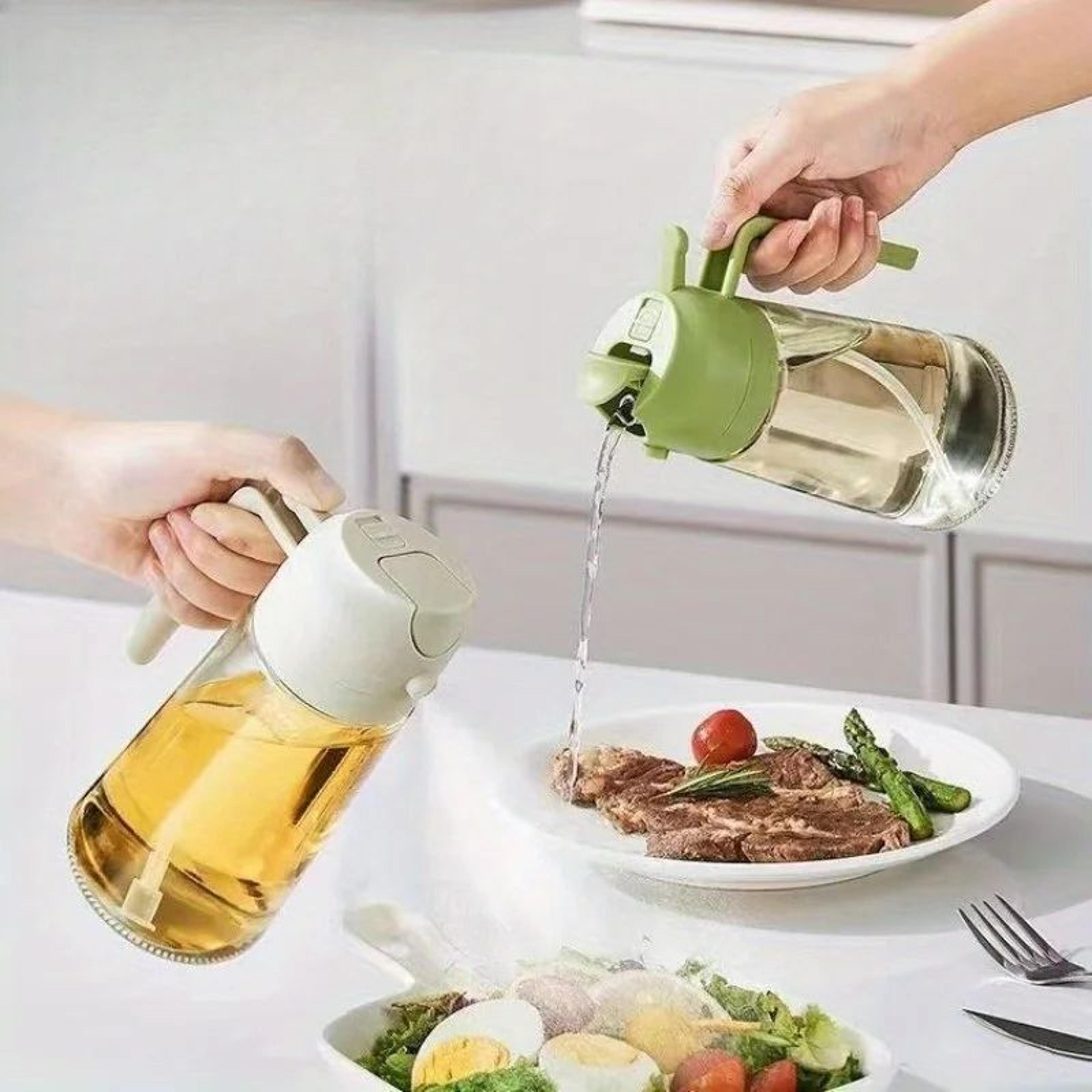 2-in-1 olive oil sprayer & pourer – portable leak proof oil mister bottle for cooking, air fryer & bbq