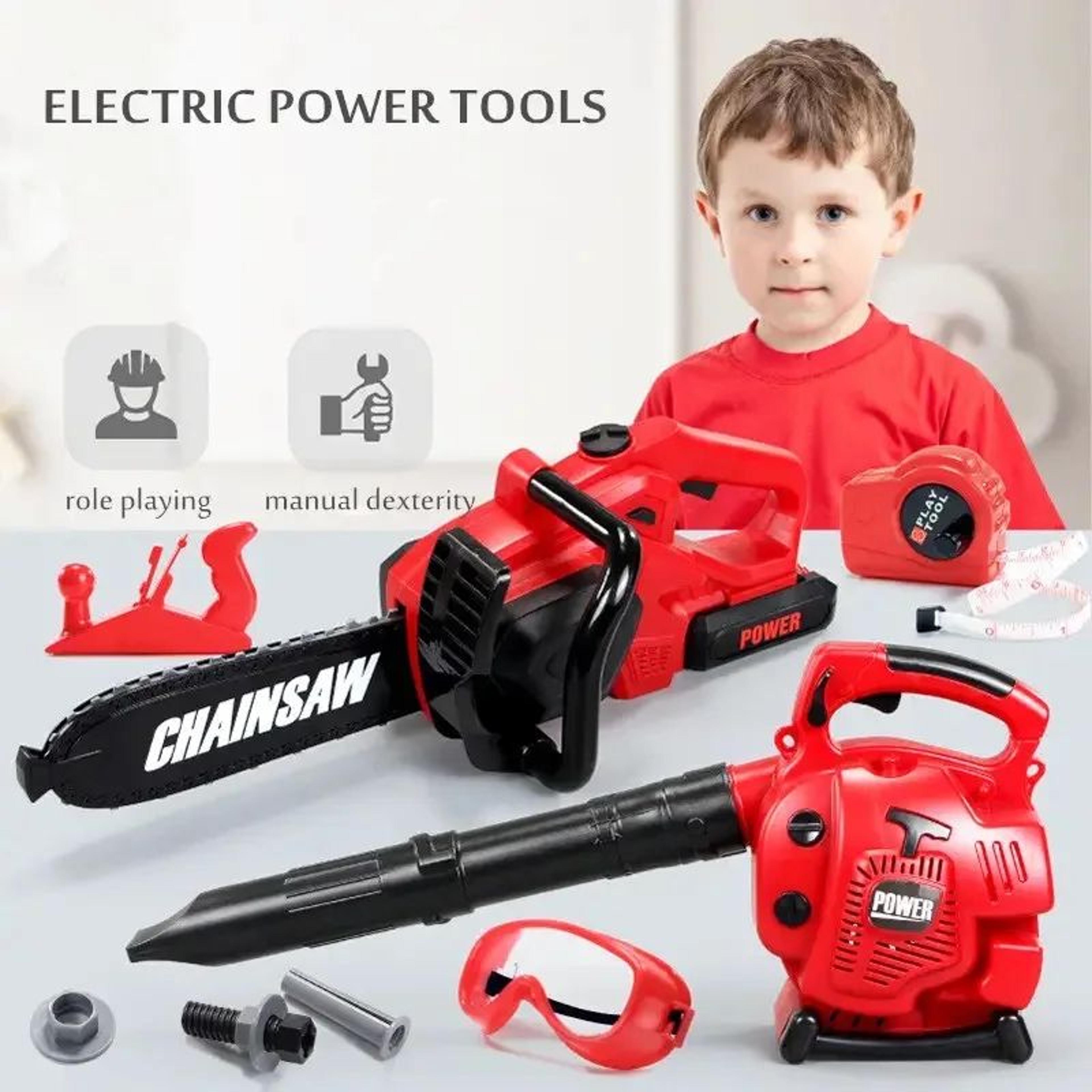 kids electric toy chainsaw – large size safe pretend play tool for children, realistic sound & action
