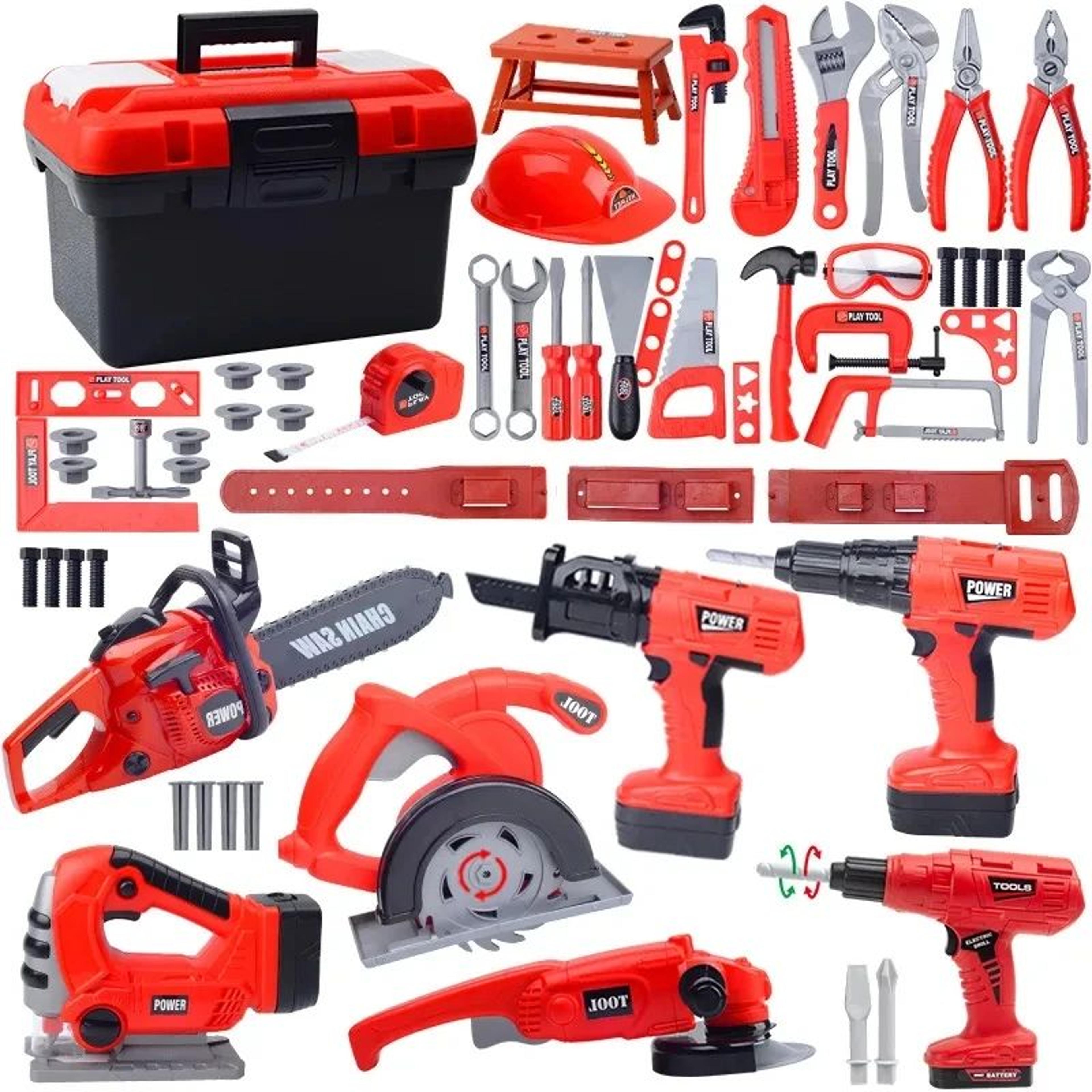 kids toy tool set with electric drill – engineer pretend play repair kit for boys & kids