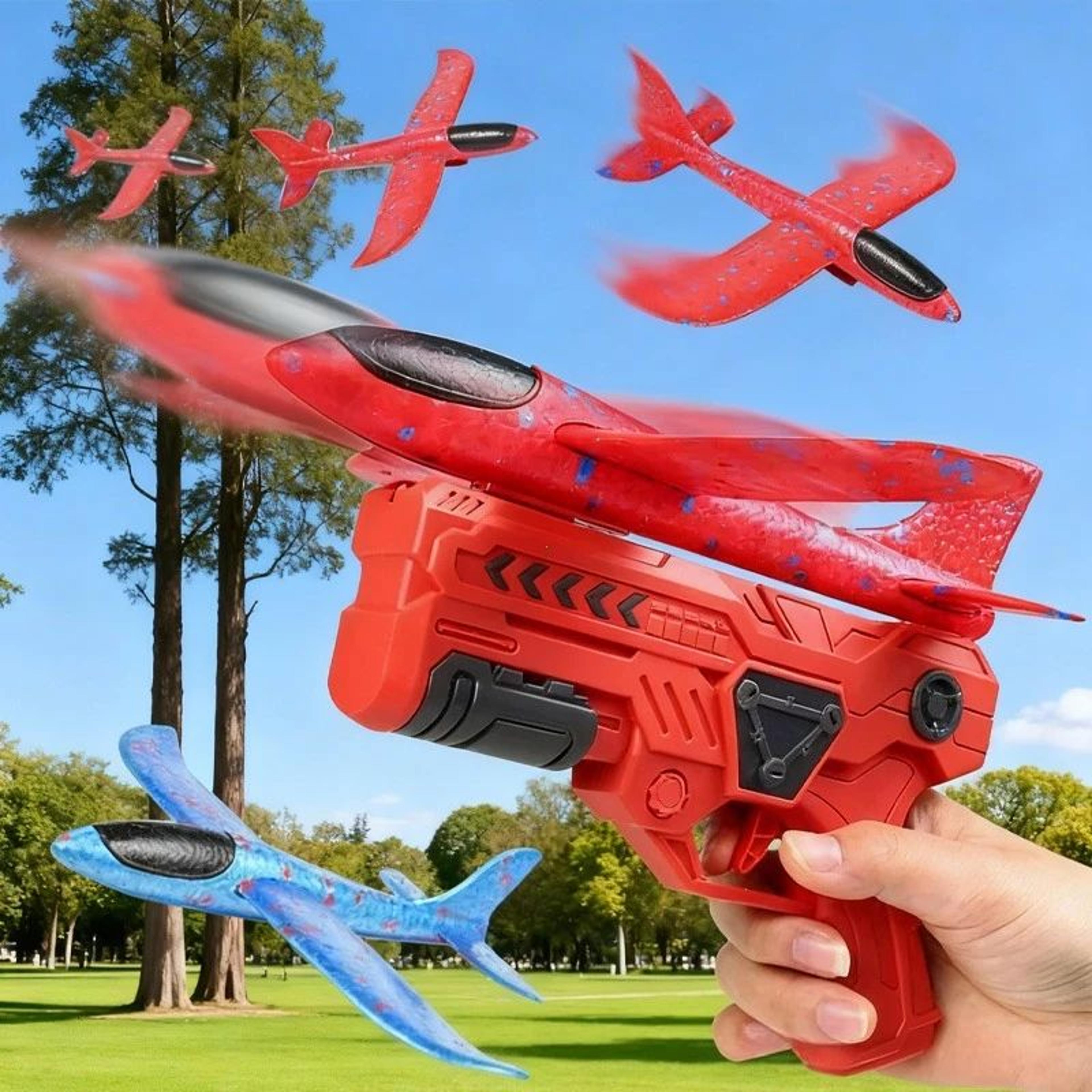 foam airplane launcher toy – outdoor flying catapult plane for kids, safe epp birthday gift