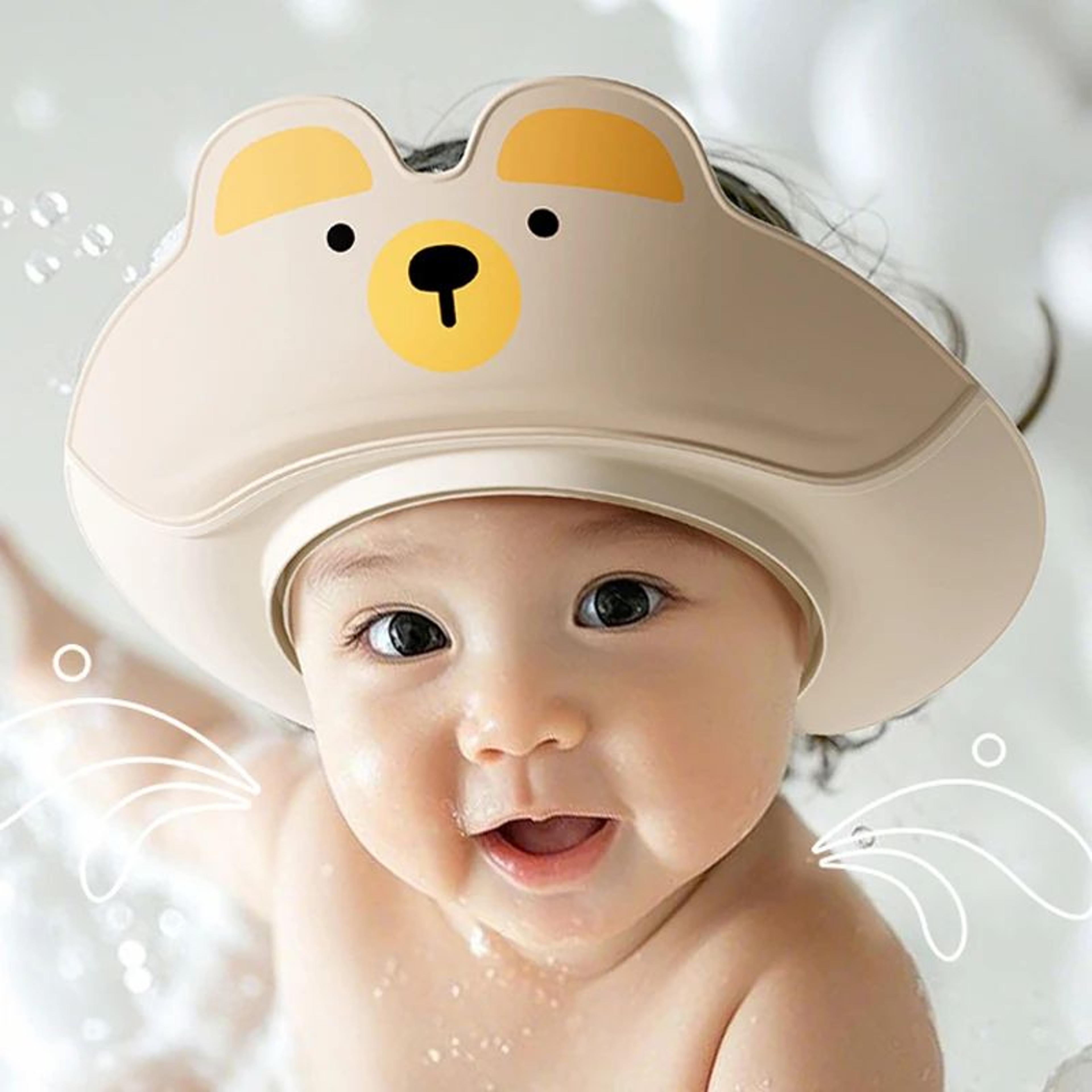 adjustable baby shampoo cap – dinosaur cartoon bath visor for infant hair, eye & ear protection