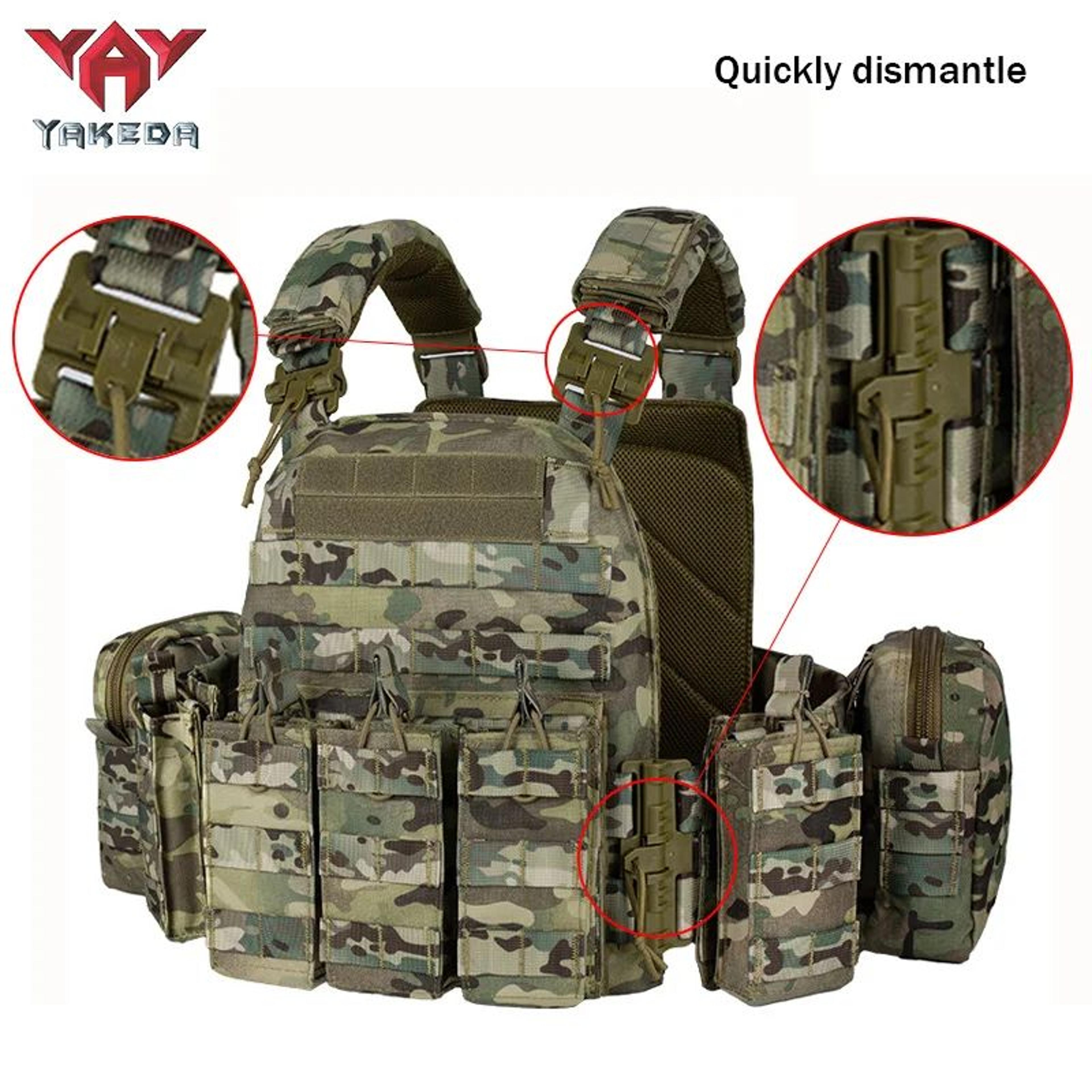 yakeda quick-release tactical training vest – breathable, wear-resistant molle expandable vest