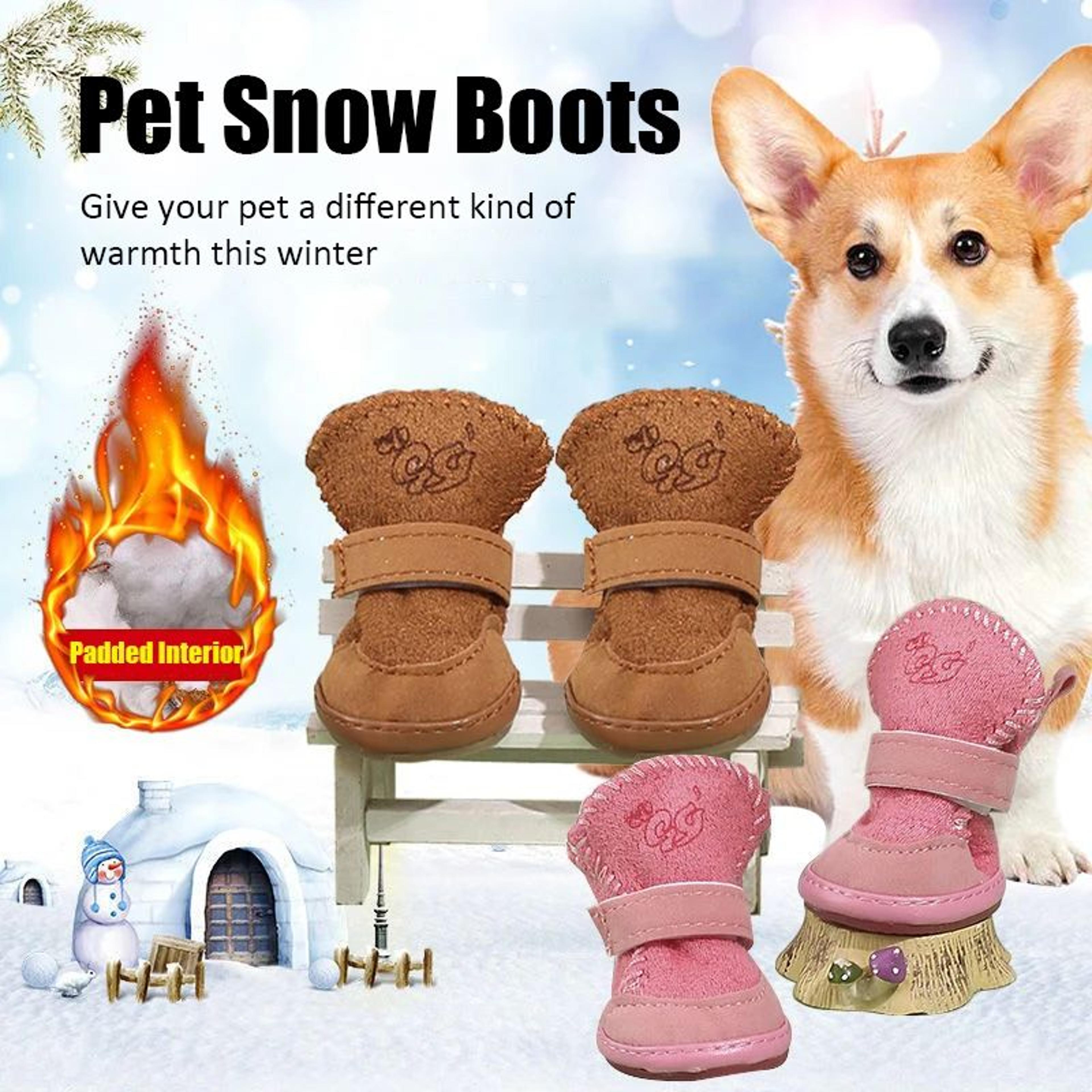 soft plush pet snow boots – warm washable winter shoes for small dogs & cats