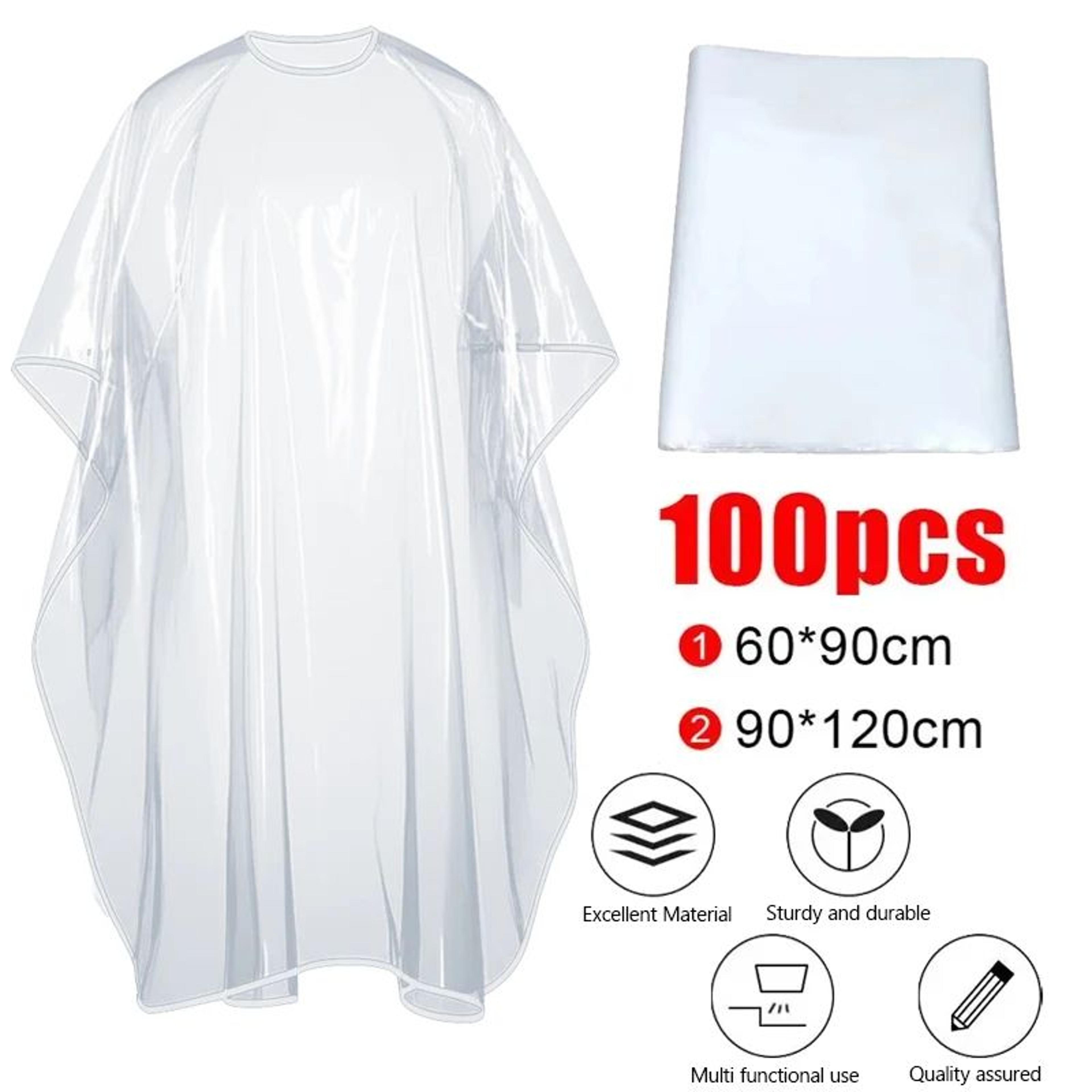 100 pcs disposable hair salon capes – waterproof pe barber cloth for haircut, coloring, perm and styling