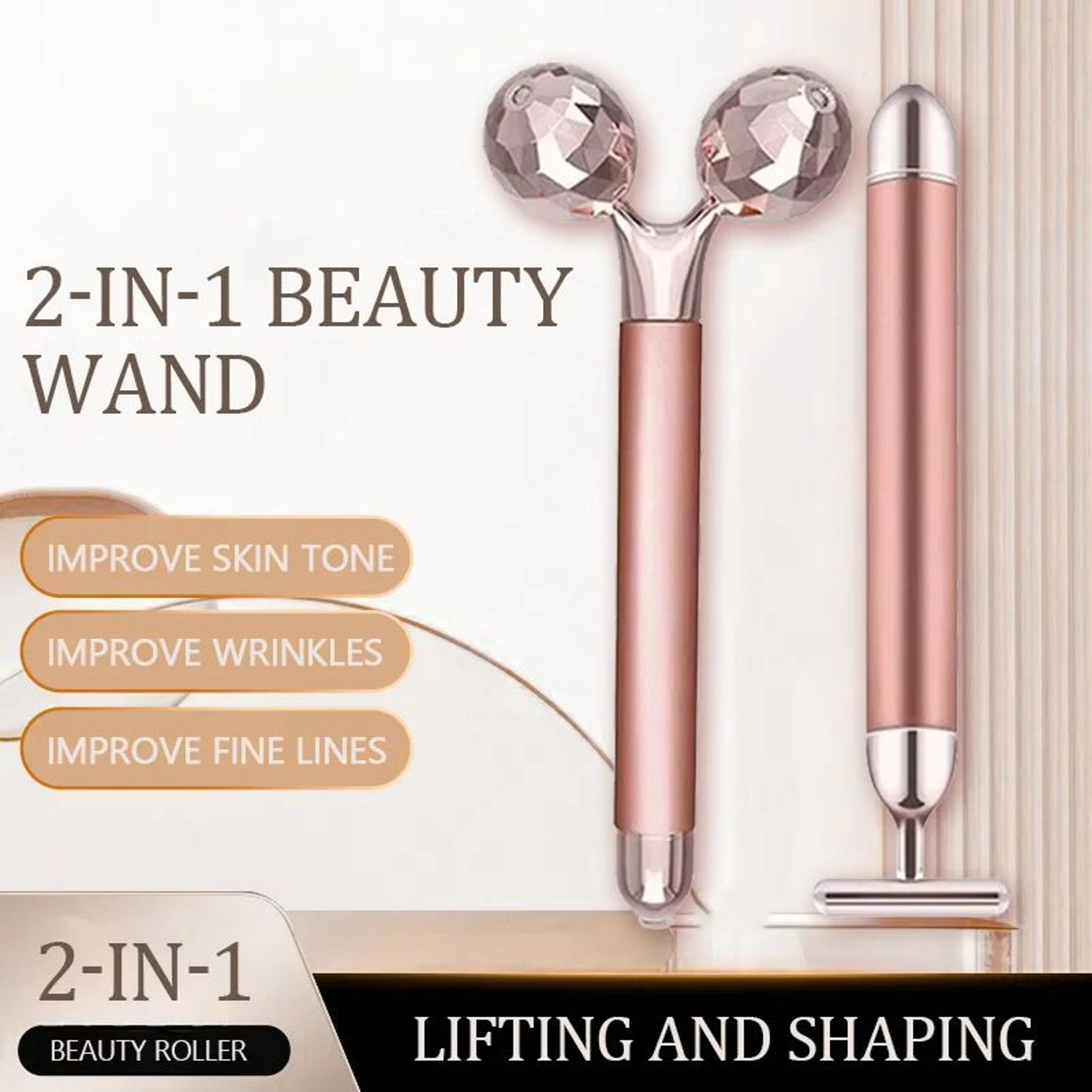 24k gold electric face massager –vibrating rose quartz 3d roller for lifting, sculpting & glow | gua sha jade roller set