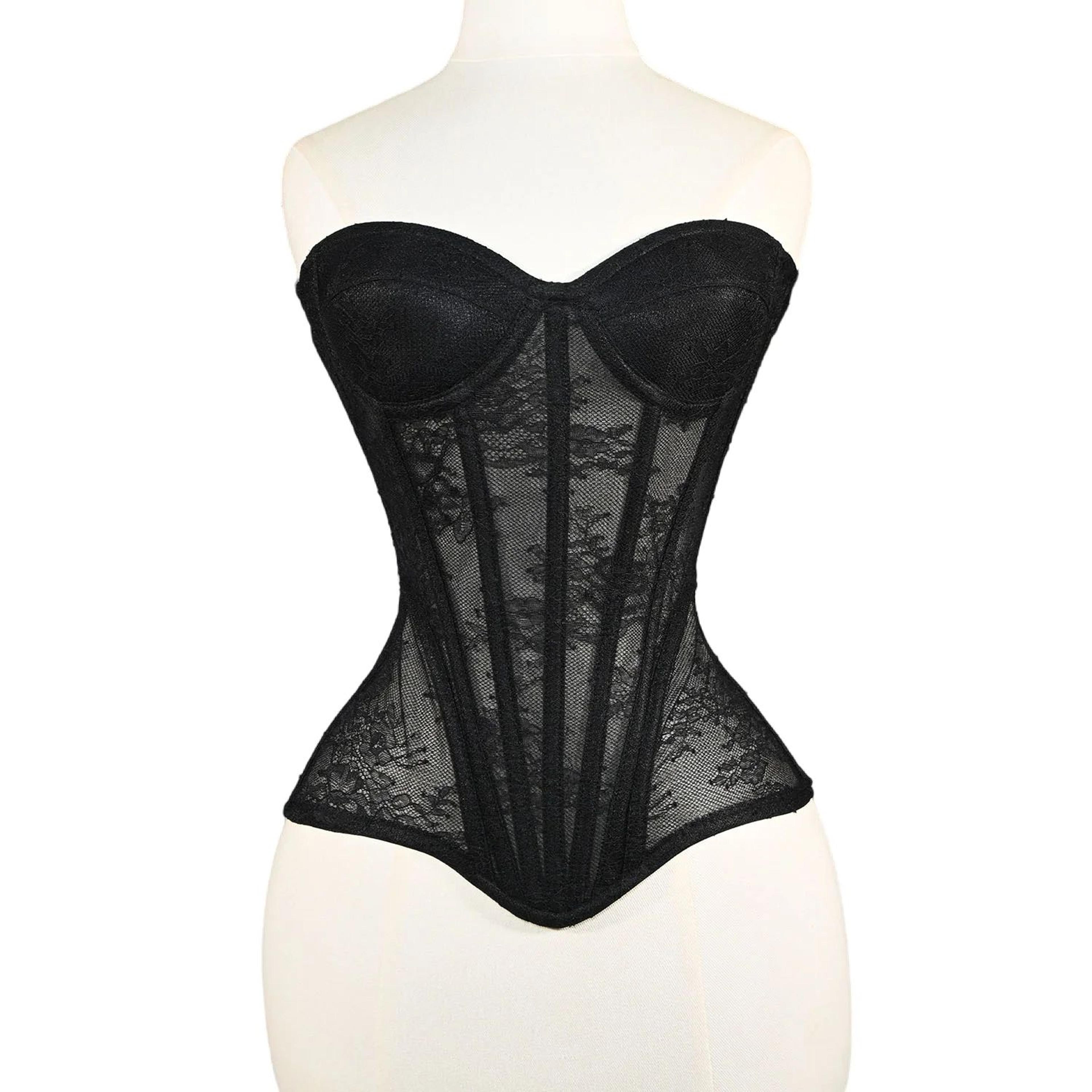 floral lace overbust corset bustier – strapless steel boned lace-up bodice | push-up corset crop top for women