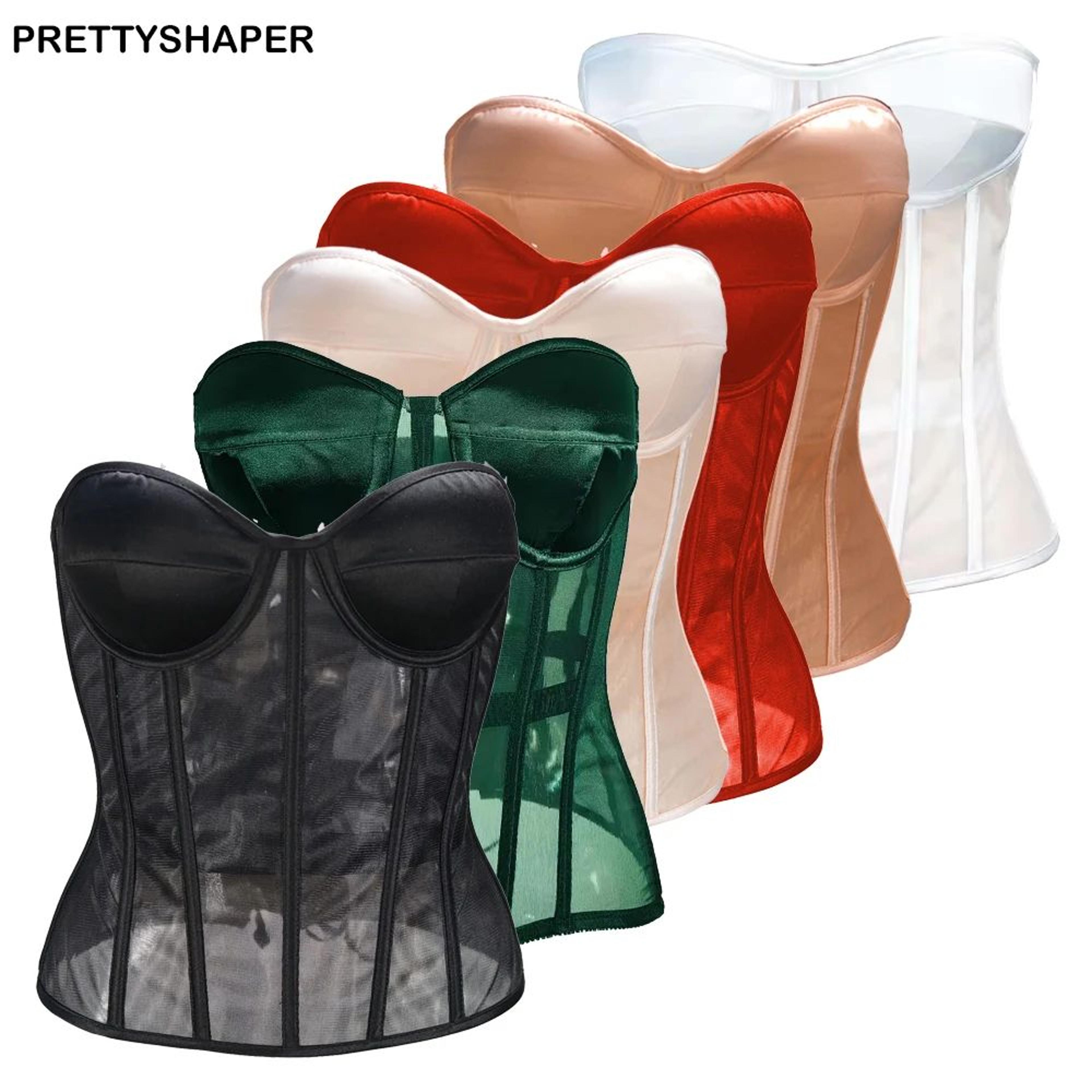 womens double-layer mesh abdominal corset bustier – steel boned lace-up shaping bodice with bra for dresses (xs–3xl)