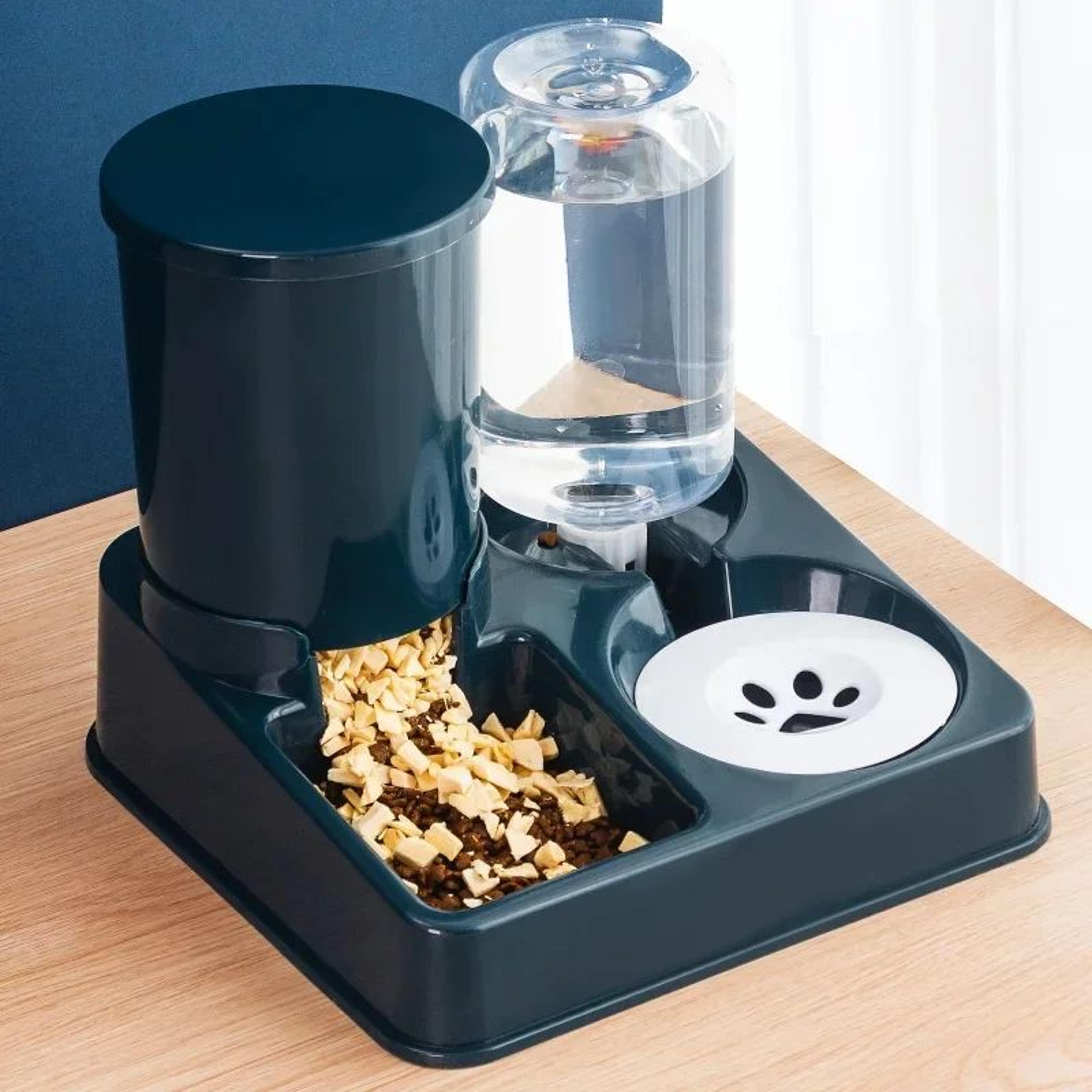 2-in-1 automatic cat feeder water dispenser set – tilted gravity food feeder and waterer for cats & small dogs