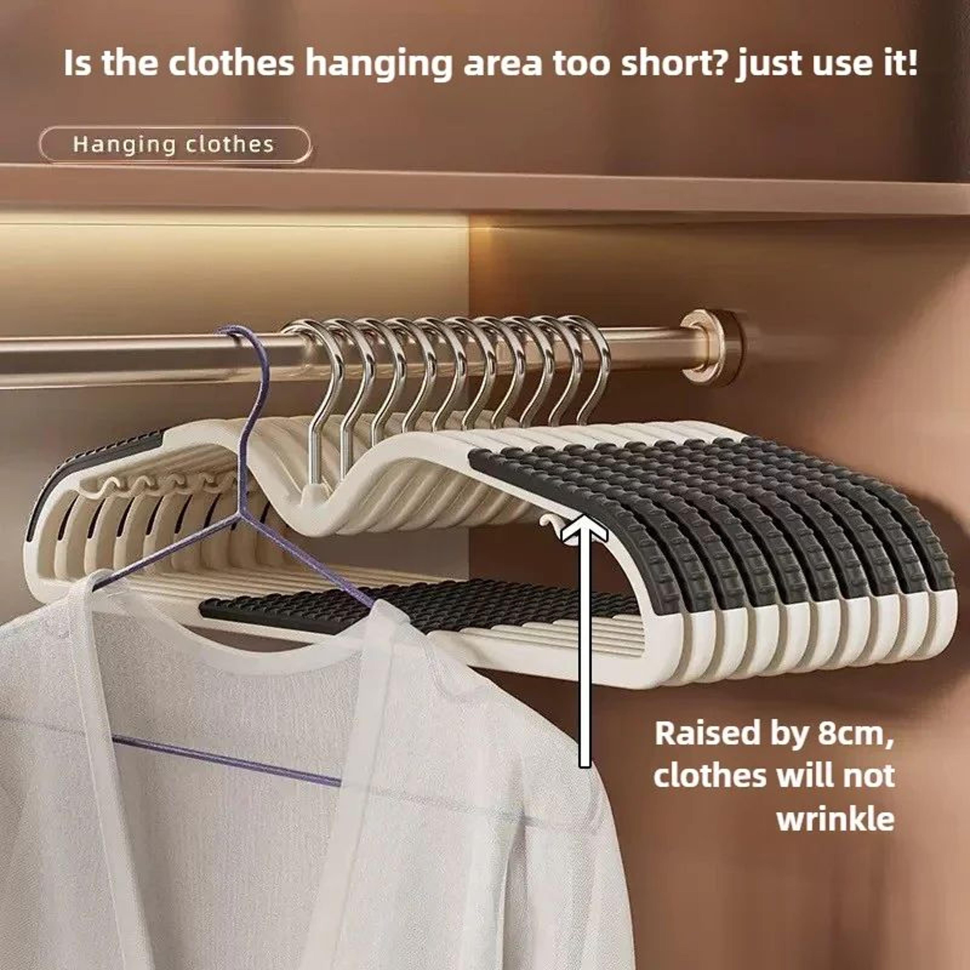 10 pcs space saving short neck clothes hanger – narrow low hanger storage with anti-shoulder corner