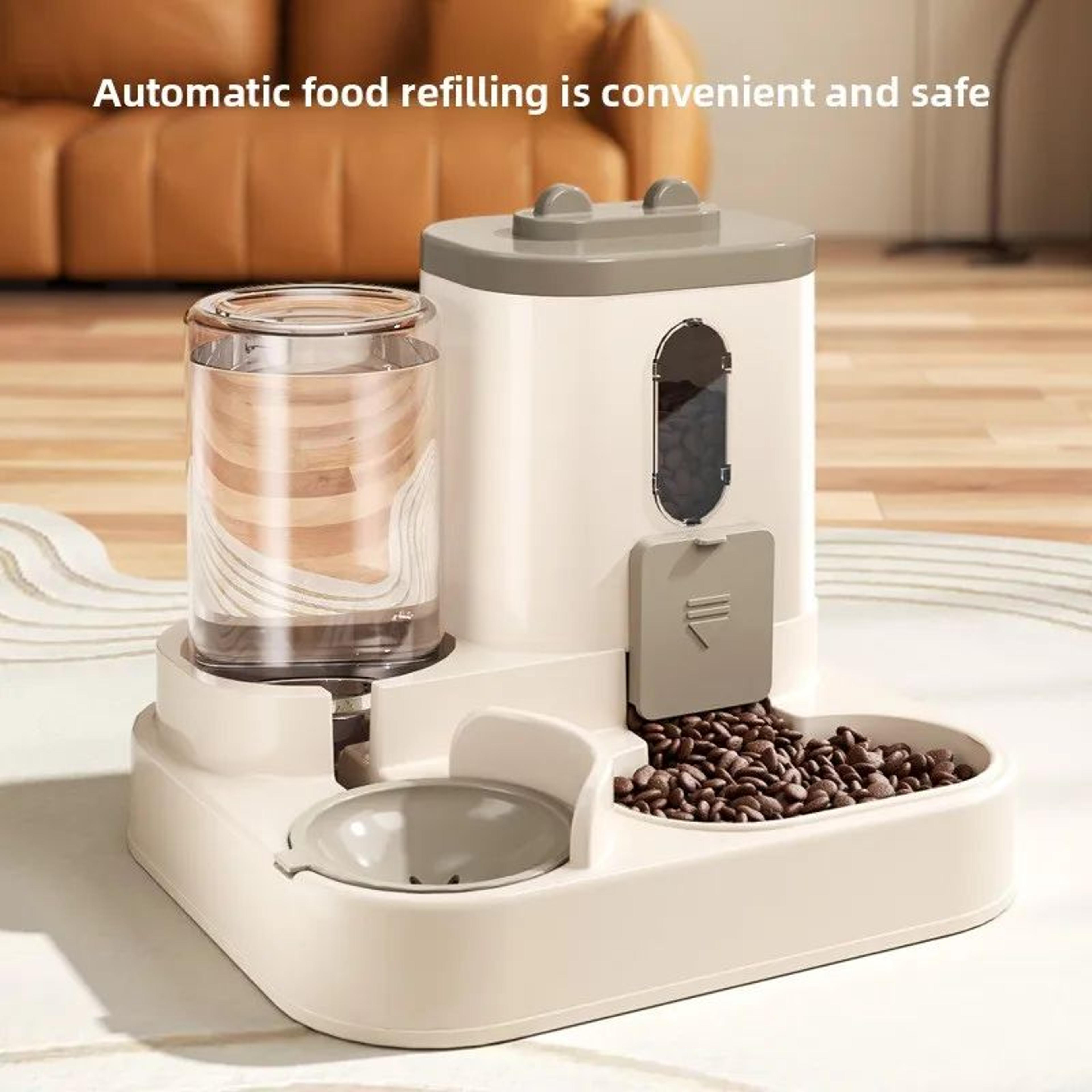 automatic dog cat feeder and water dispenser set – gravity food feeder and waterer with pet food bowl