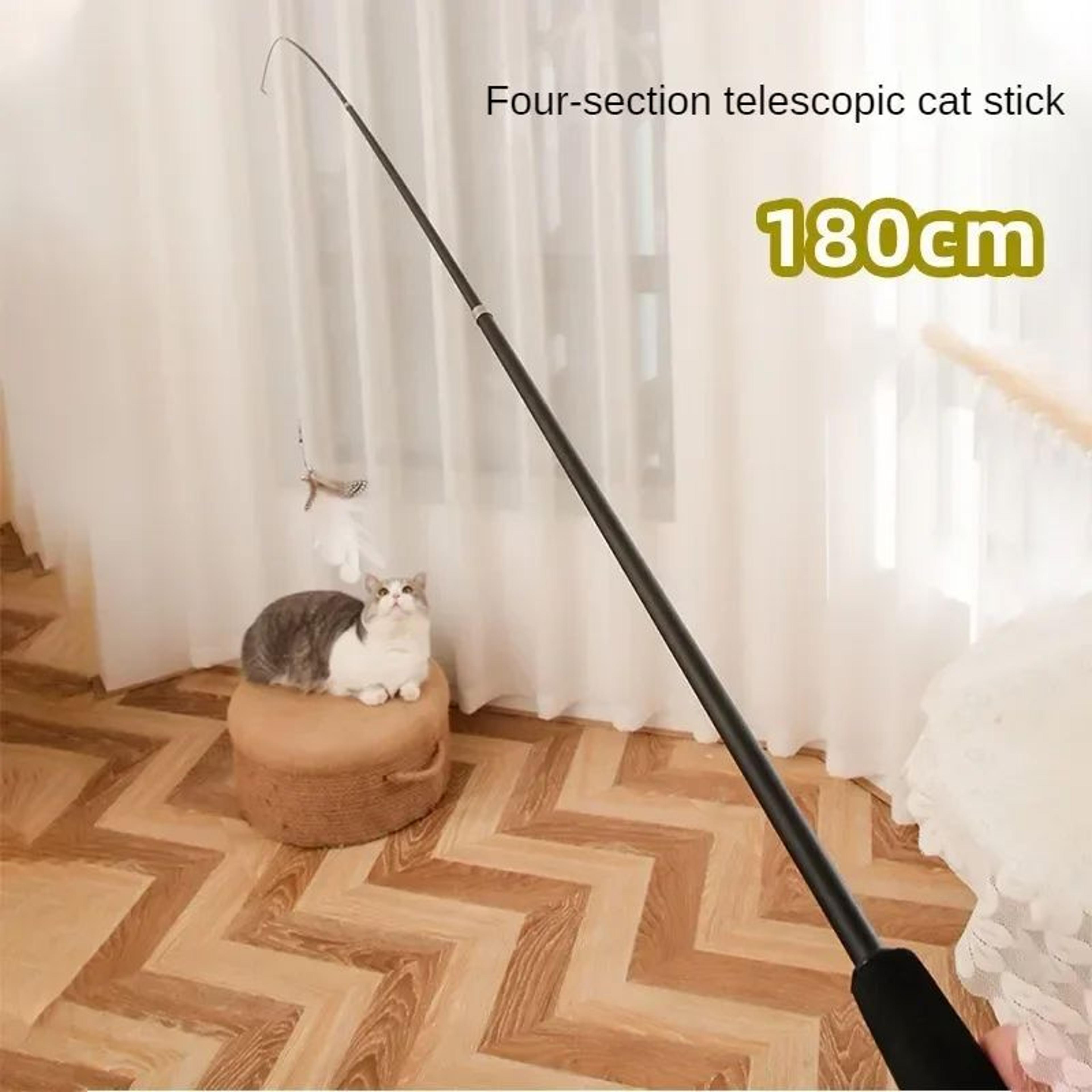 70.9 in telescopic feather wand cat toy – carbon fiber extra-long teaser stick for interactive play scratch resistant