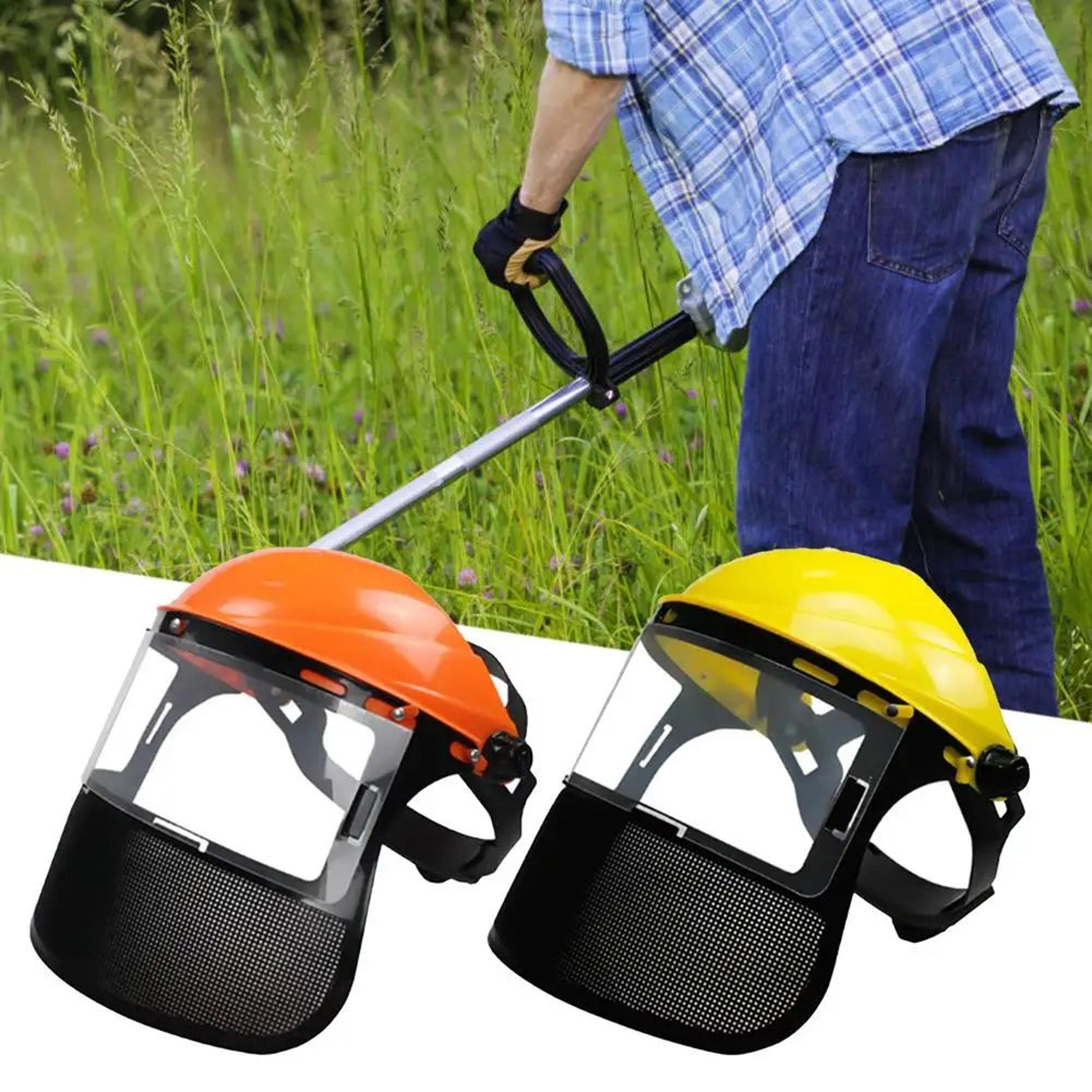 full face safety shield with ratchet headgear – impact-resistant visor mask for weed whacking, grinding & cutting