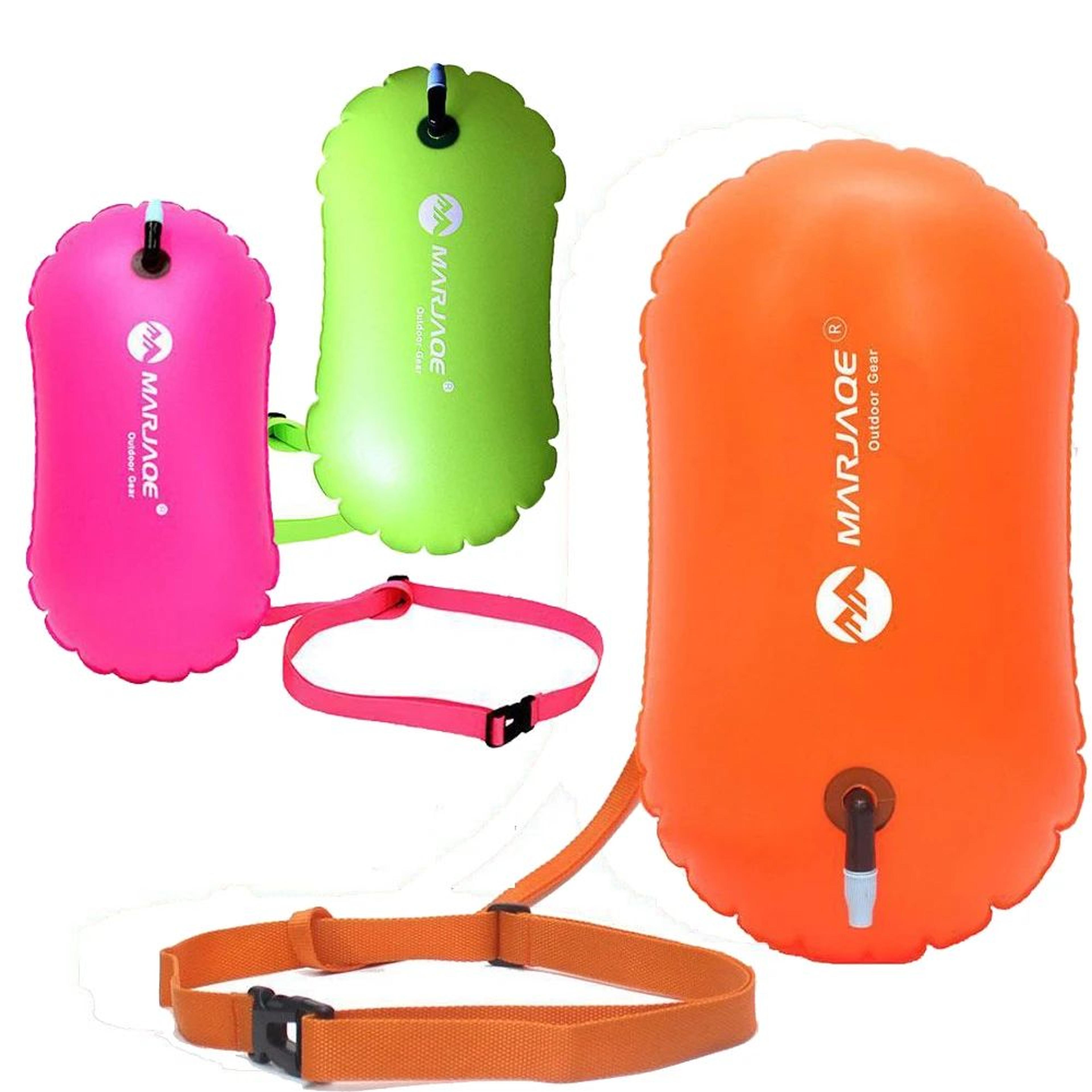 inflatable swim buoy dry bag – waterproof waist belt float for open water swimming, kayaking & snorkeling safety