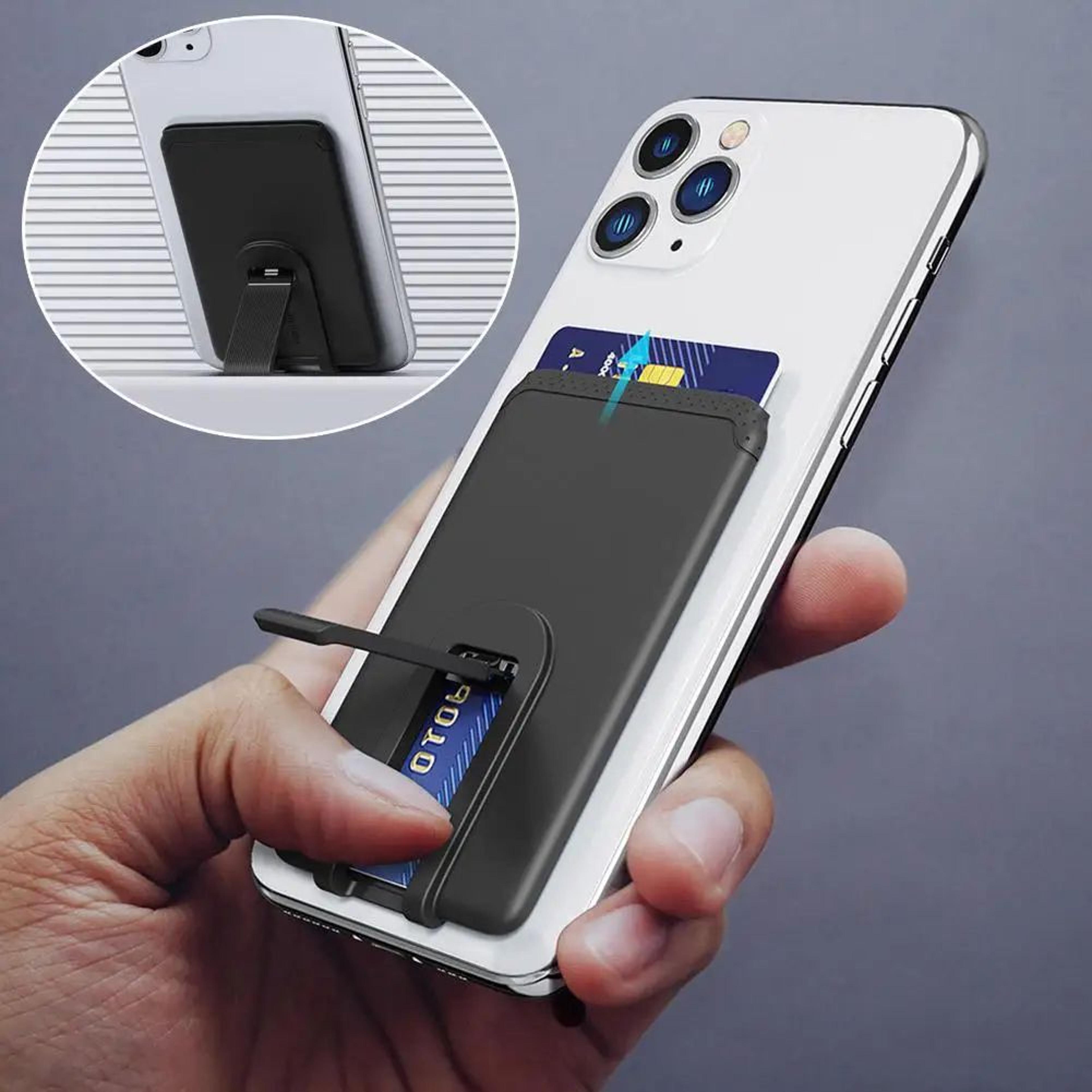 portable silicone phone wallet stand – slim foldable stick-on card holder with kickstand for iphone & smartphones