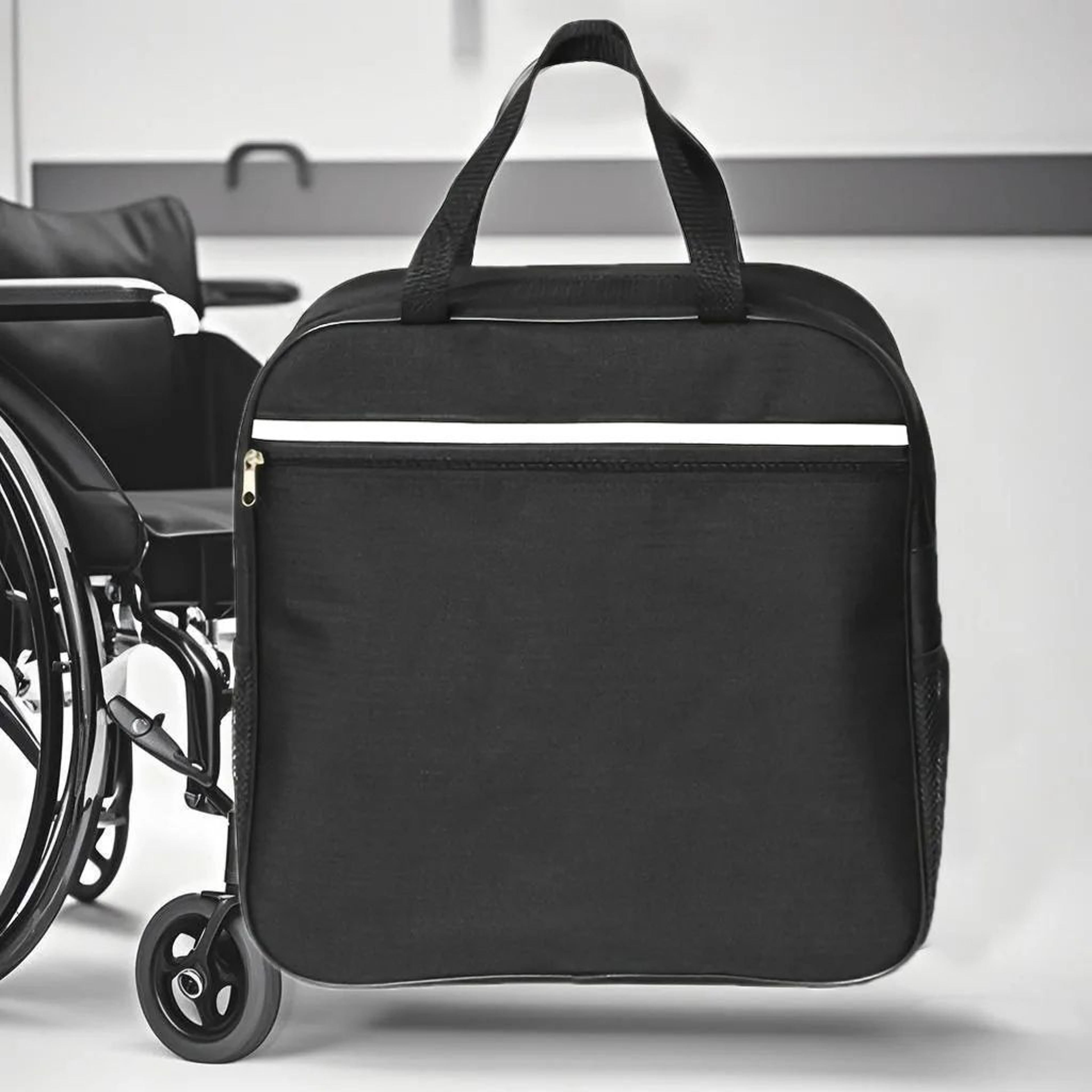 multi-pocket wheelchair storage bag – armrest organizer & rear hanging backpack for disabled mobility, daily essentials