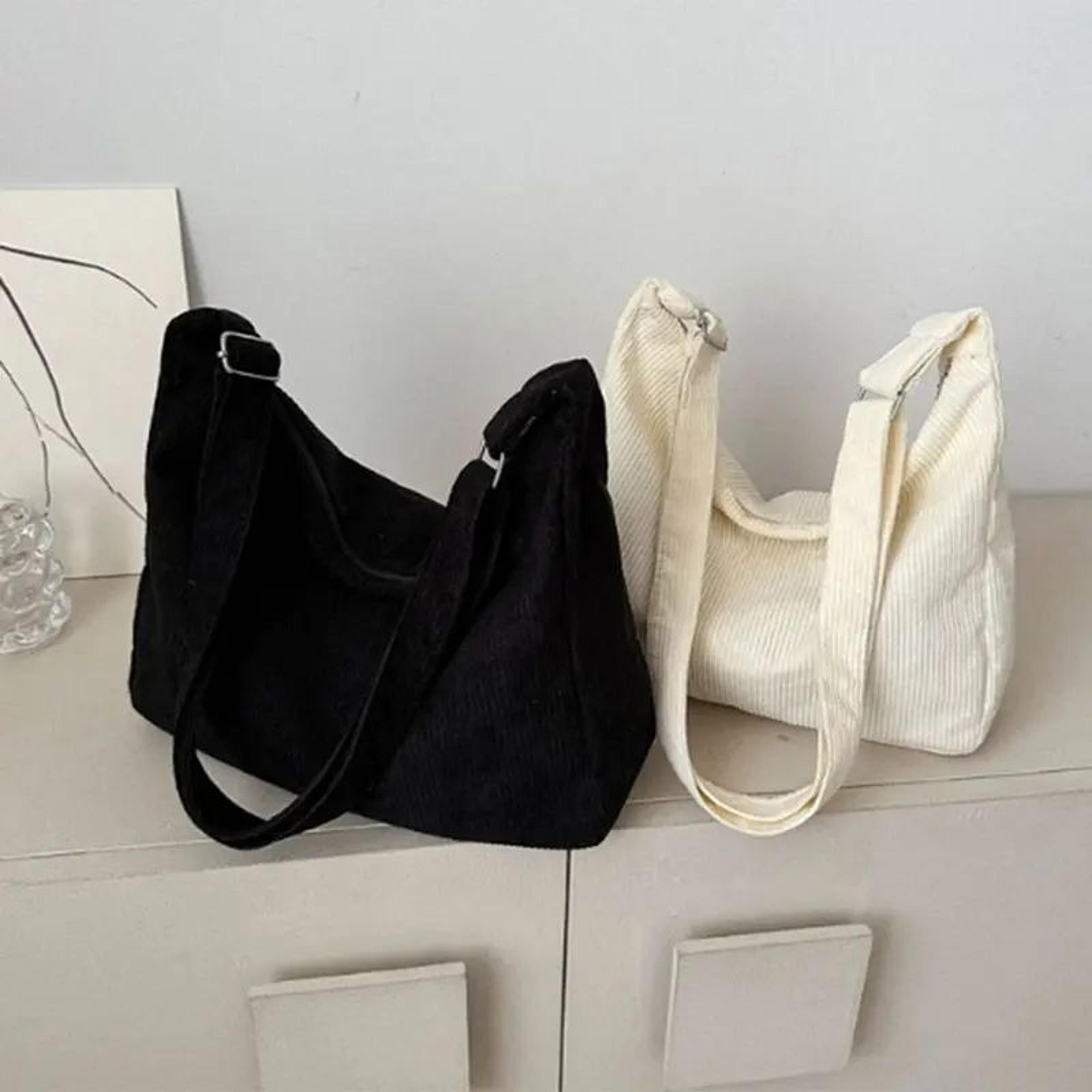 japanese style corduroy tote bag – large capacity casual shoulder bag for women, commute, college & everyday carry