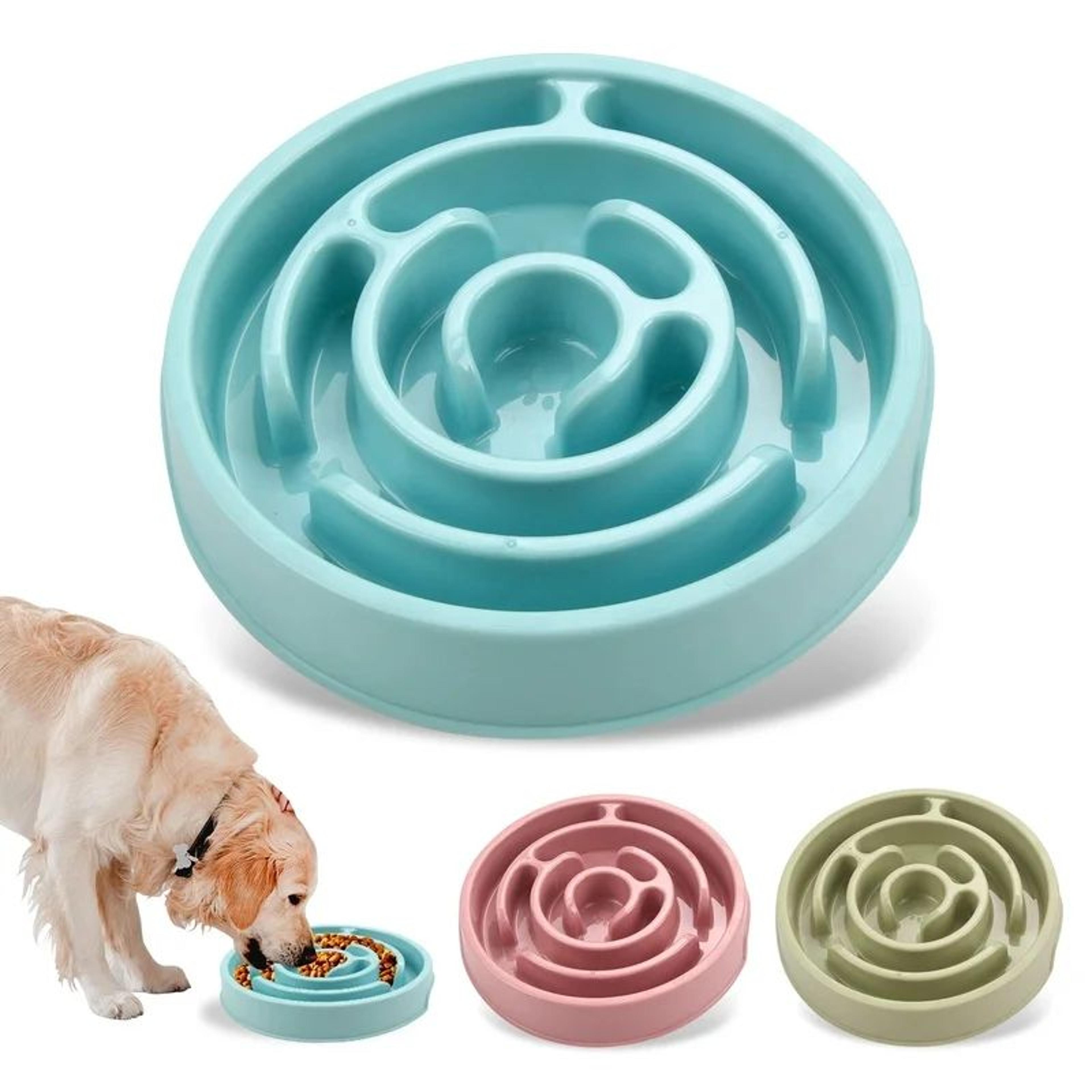 non-slip slow feeder dog bowl – fun anti-gulping puzzle feeding dish for puppies & dogs, eco-friendly slower eating bowl