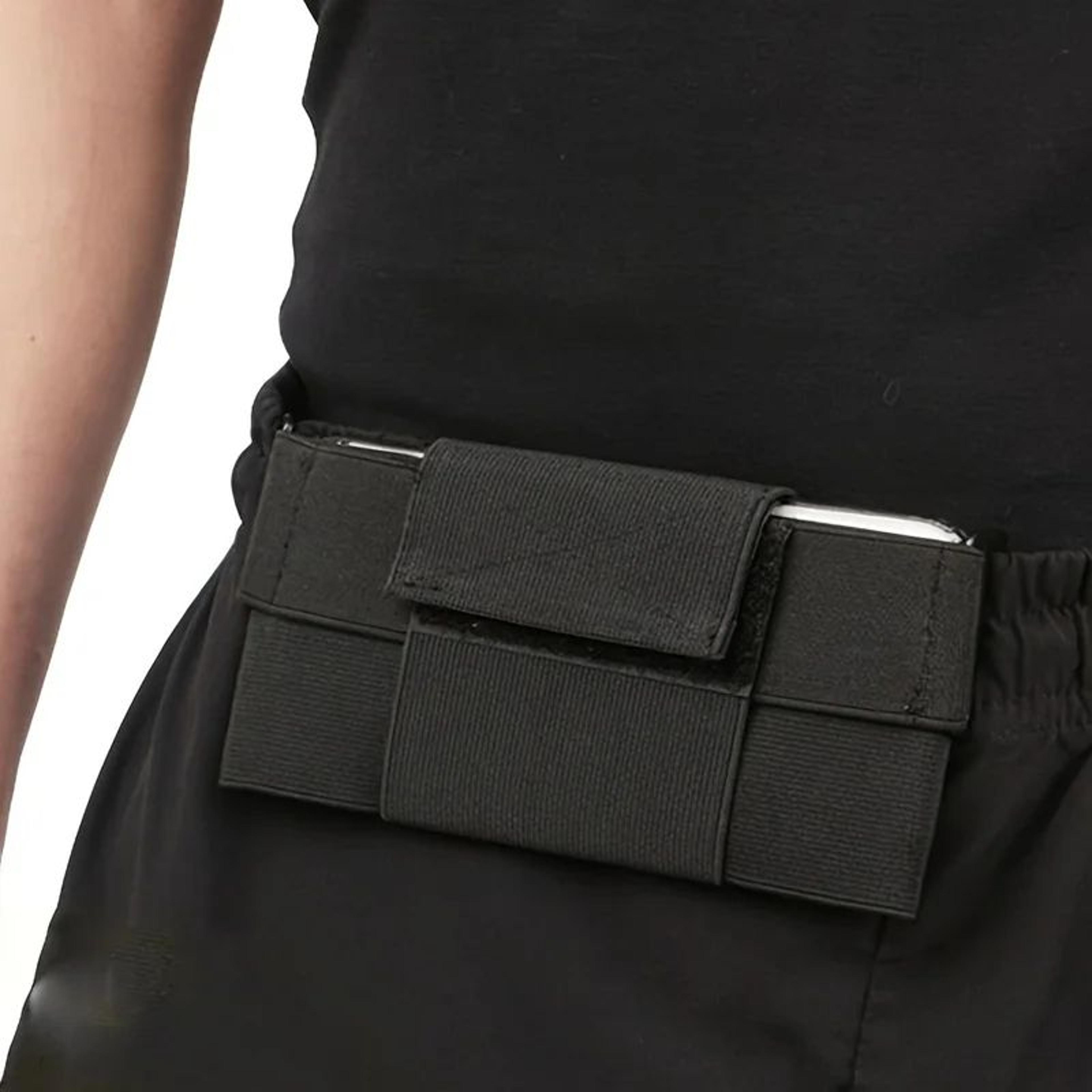 stretch running waist pack – hidden sports money belt for phone keys cards, slim no-bounce pouch for hiking gym