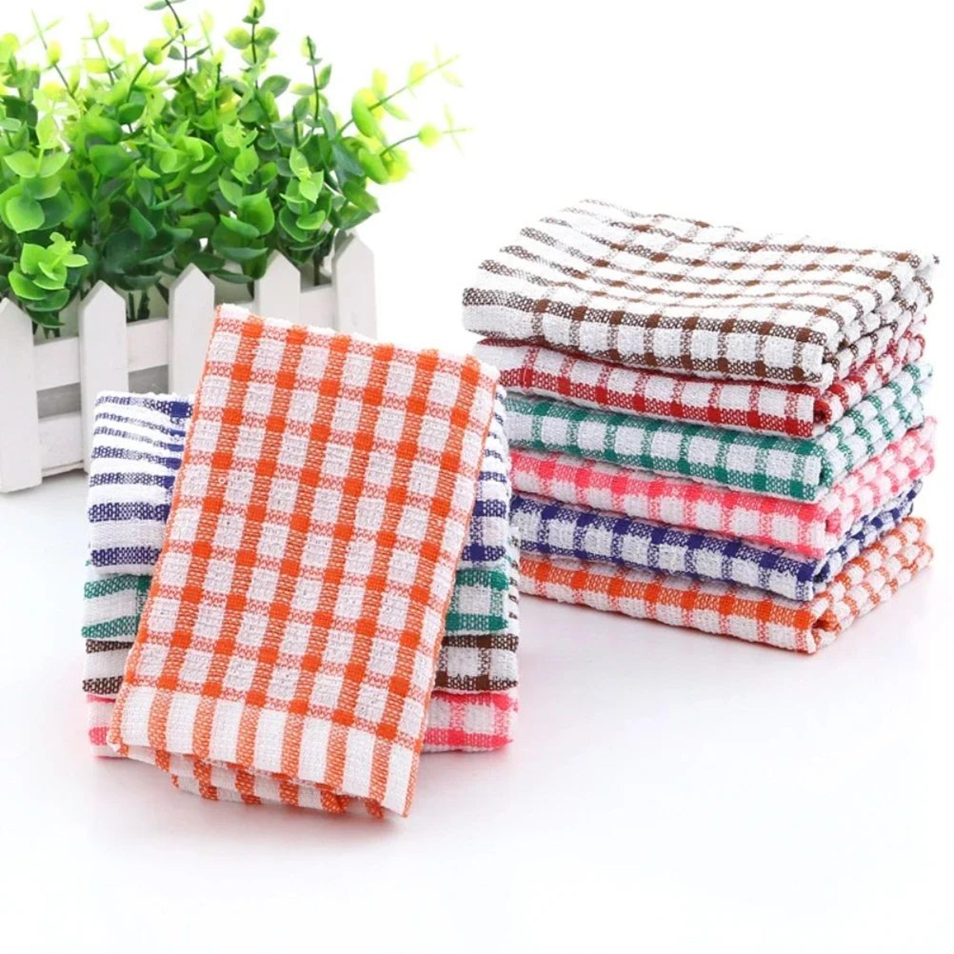 6 pcs 100% cotton kitchen cleaning cloth set – absorbent dish towels for restaurant, catering & home wiping