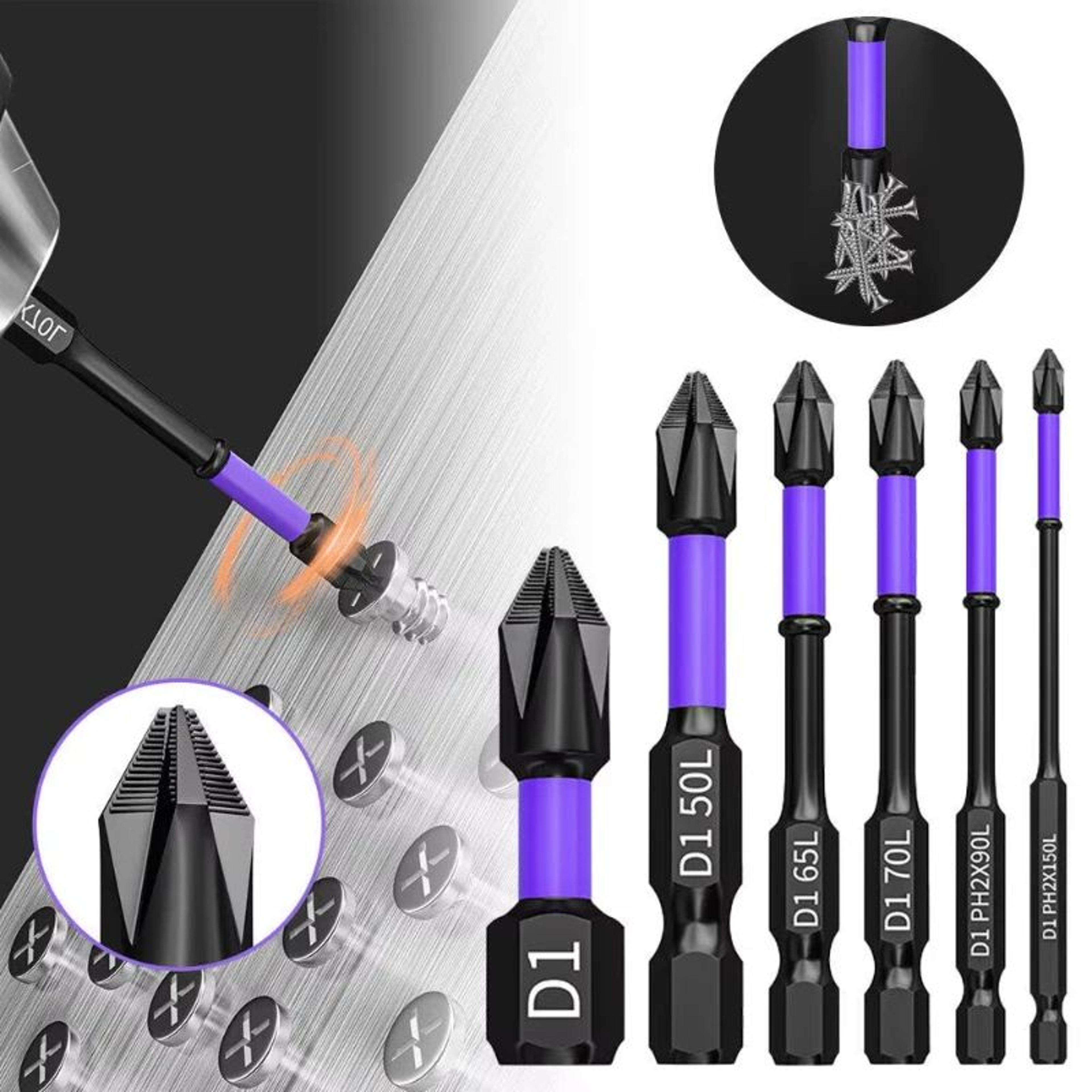 ph2 magnetic impact driver bit set – alloy steel phillips cross screwdriver bits for impact drill, non-slip precision
