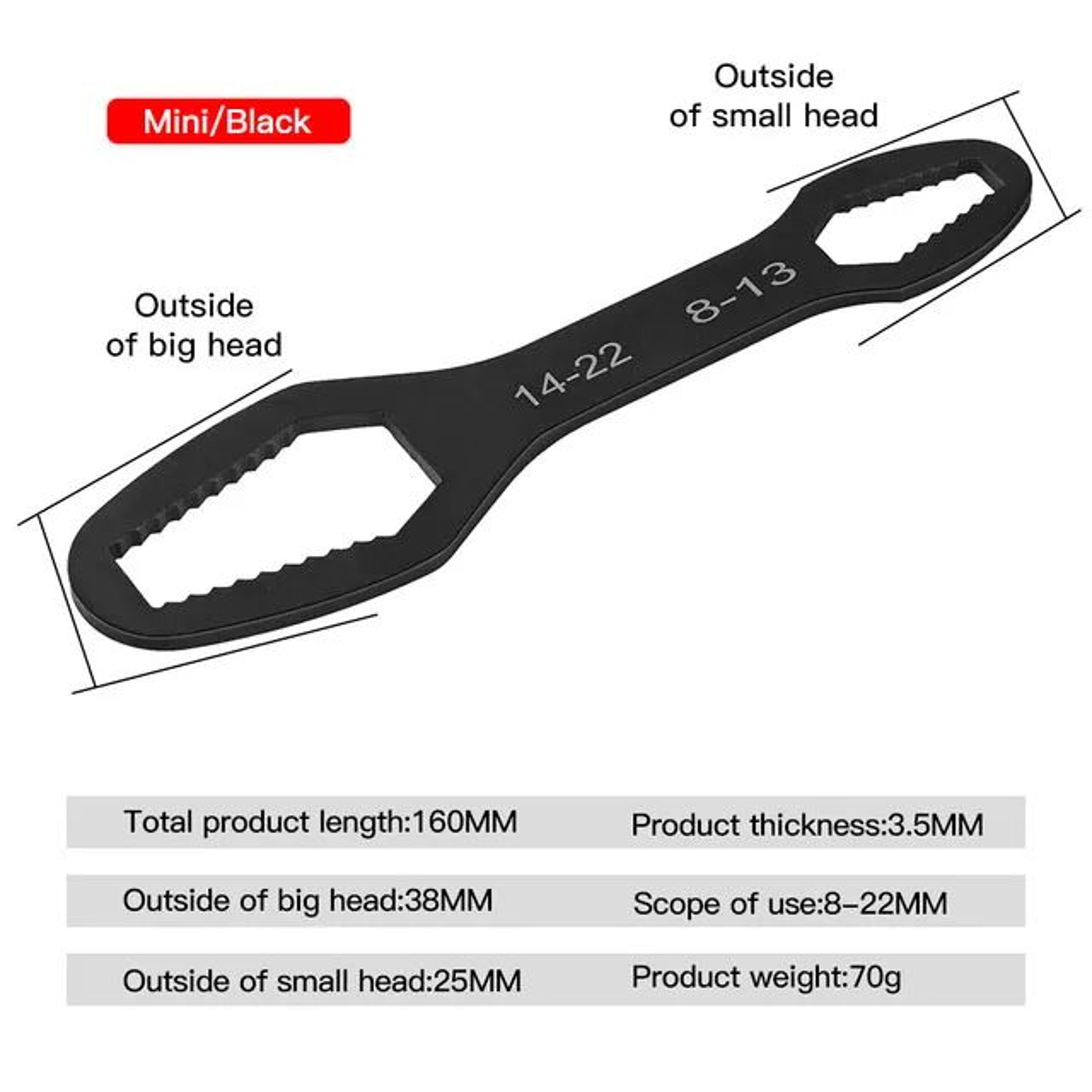 universal adjustable torx wrench set (3–22mm) double-head multi-function spanner for fast diy & auto repair