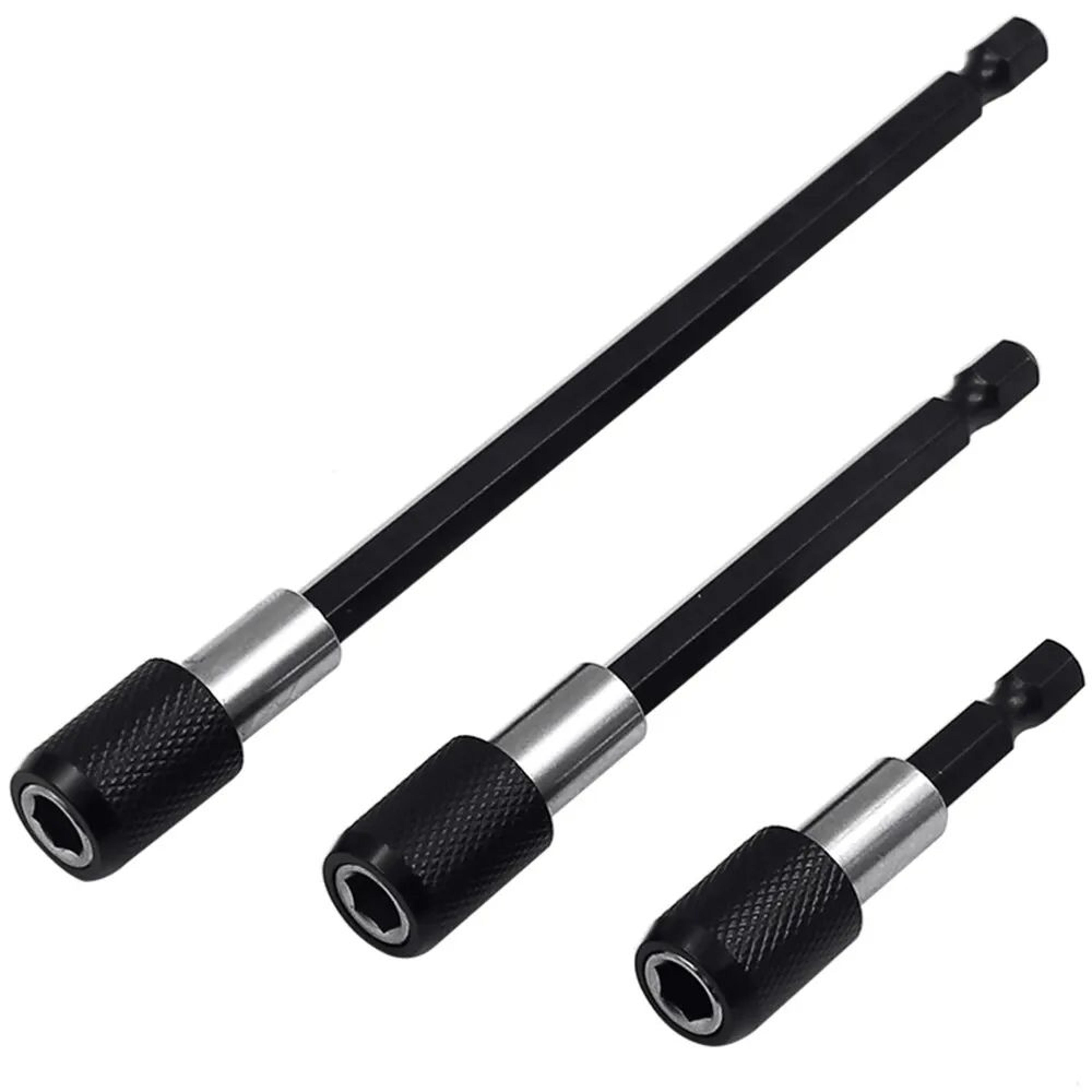 quick-release hex bit extension rod set 3 pcs– self-locking drill screwdriver extension adapter for fast bit changes