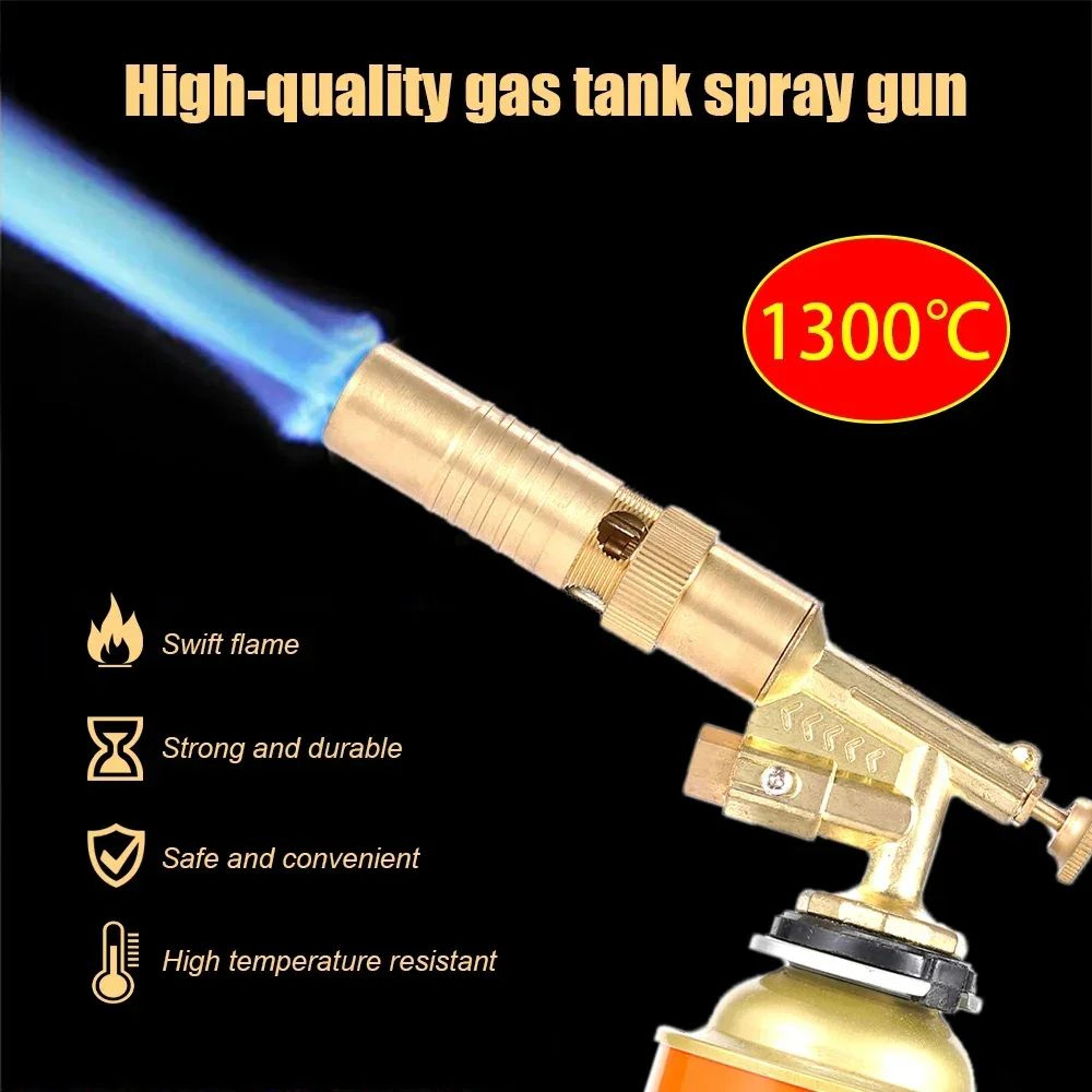 auto-ignition pure copper gas torch burner gun – adjustable flame blow torch for brazing, bbq, cooking & baking