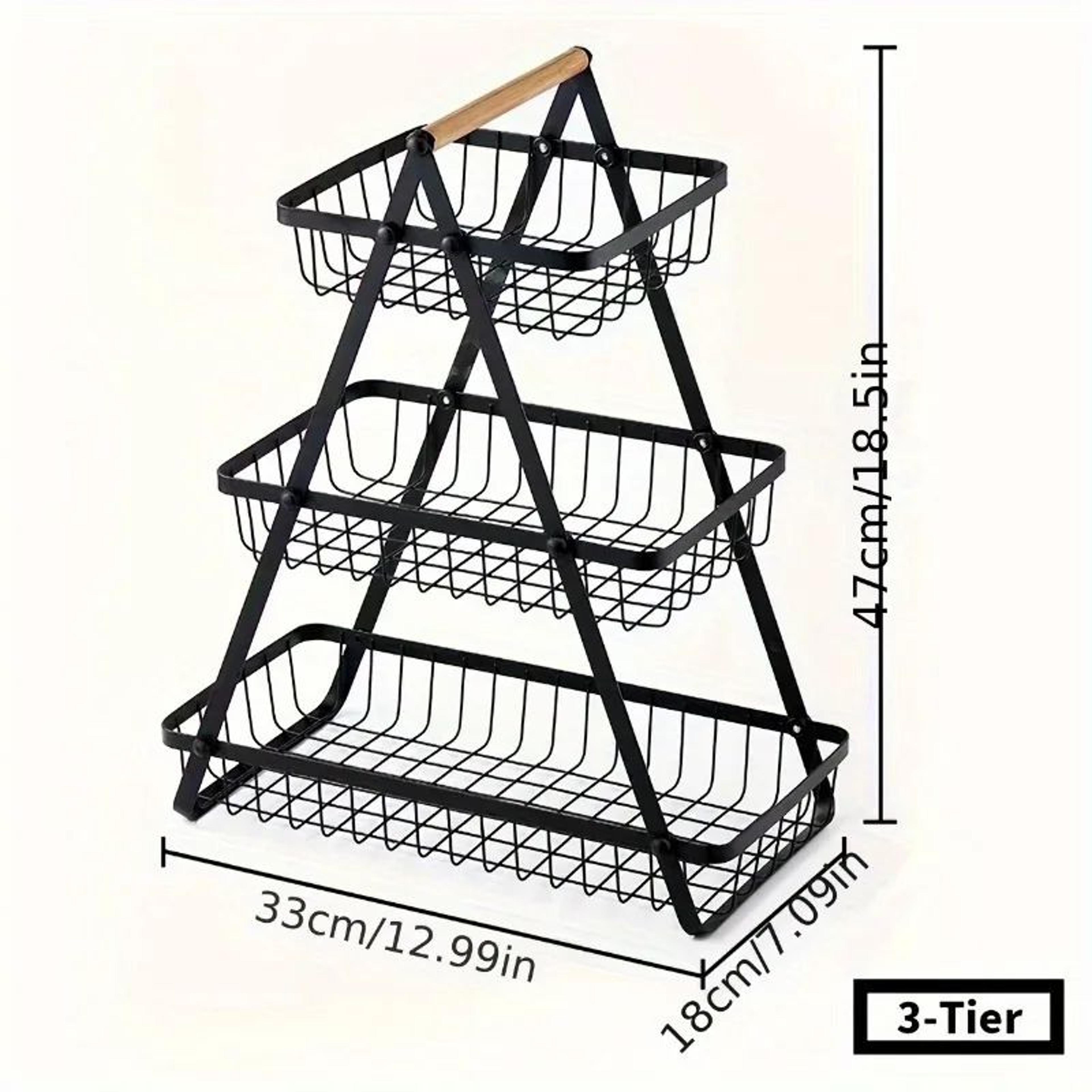 3-tier fruit basket stand with storage box – space-saving countertop produce organizer for kitchen, pantry & home