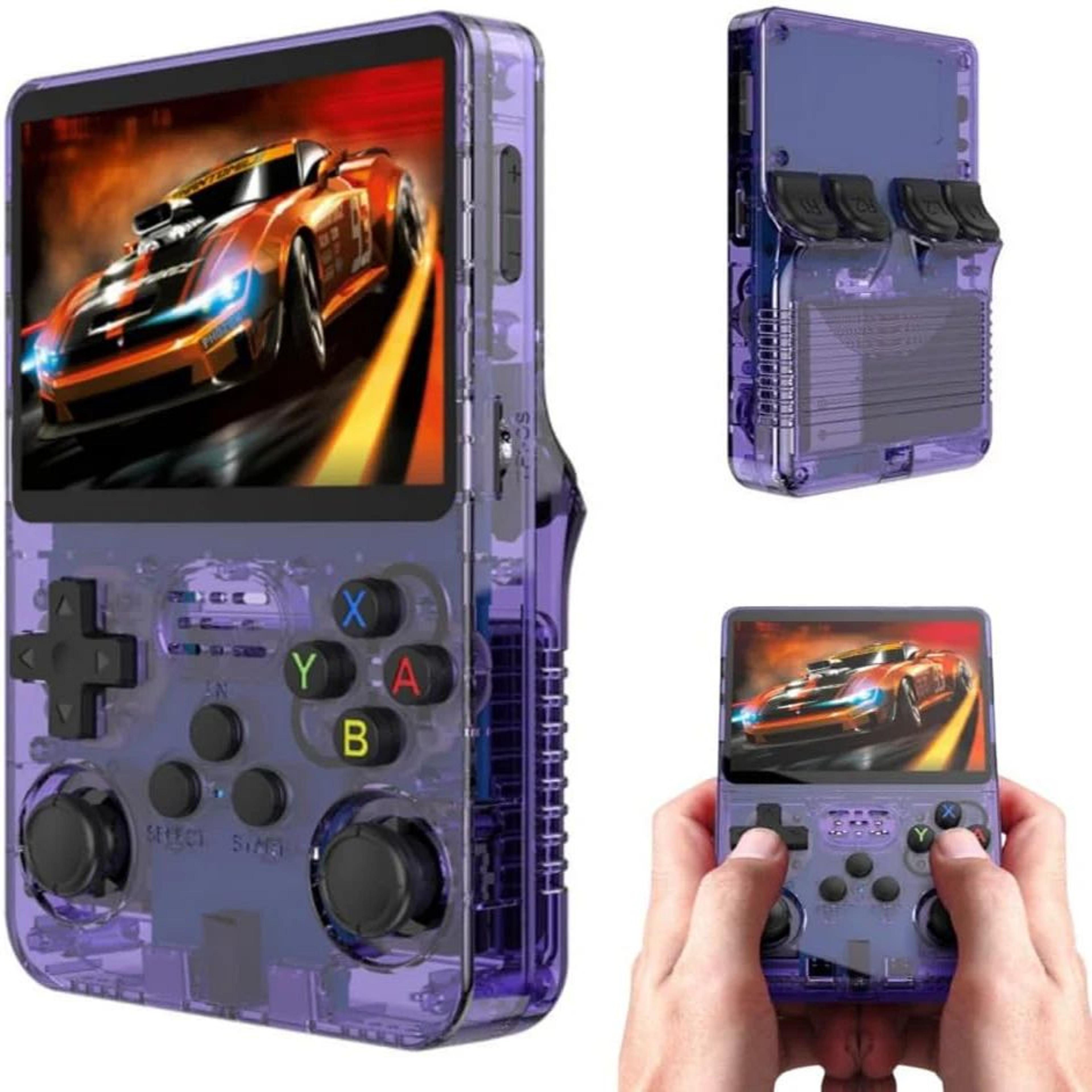 r36s retro handheld game console – 3.5 in ips screen, 22,000+ built-in games, 128gb portable video game player (purple)